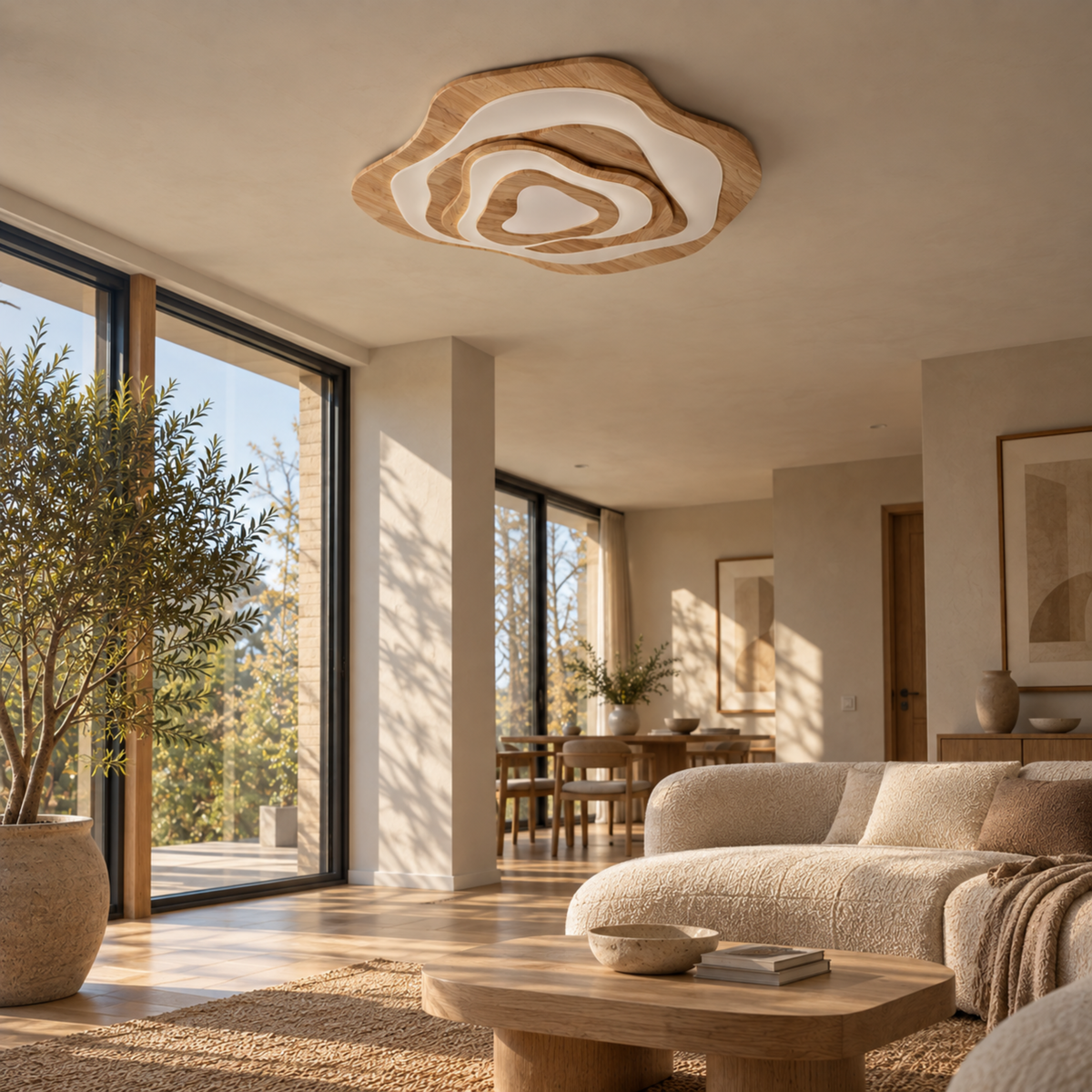 Skandinavische Massivholz LED Deckenleuchte