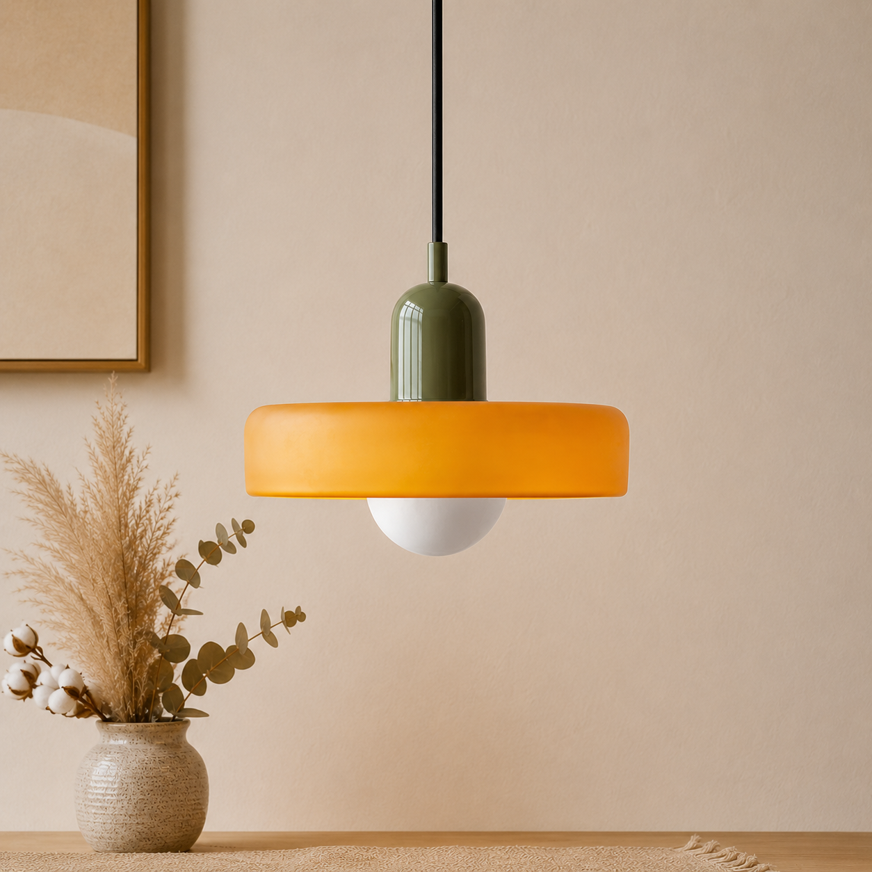 Bauhaus Farbglas Pendelleuchte