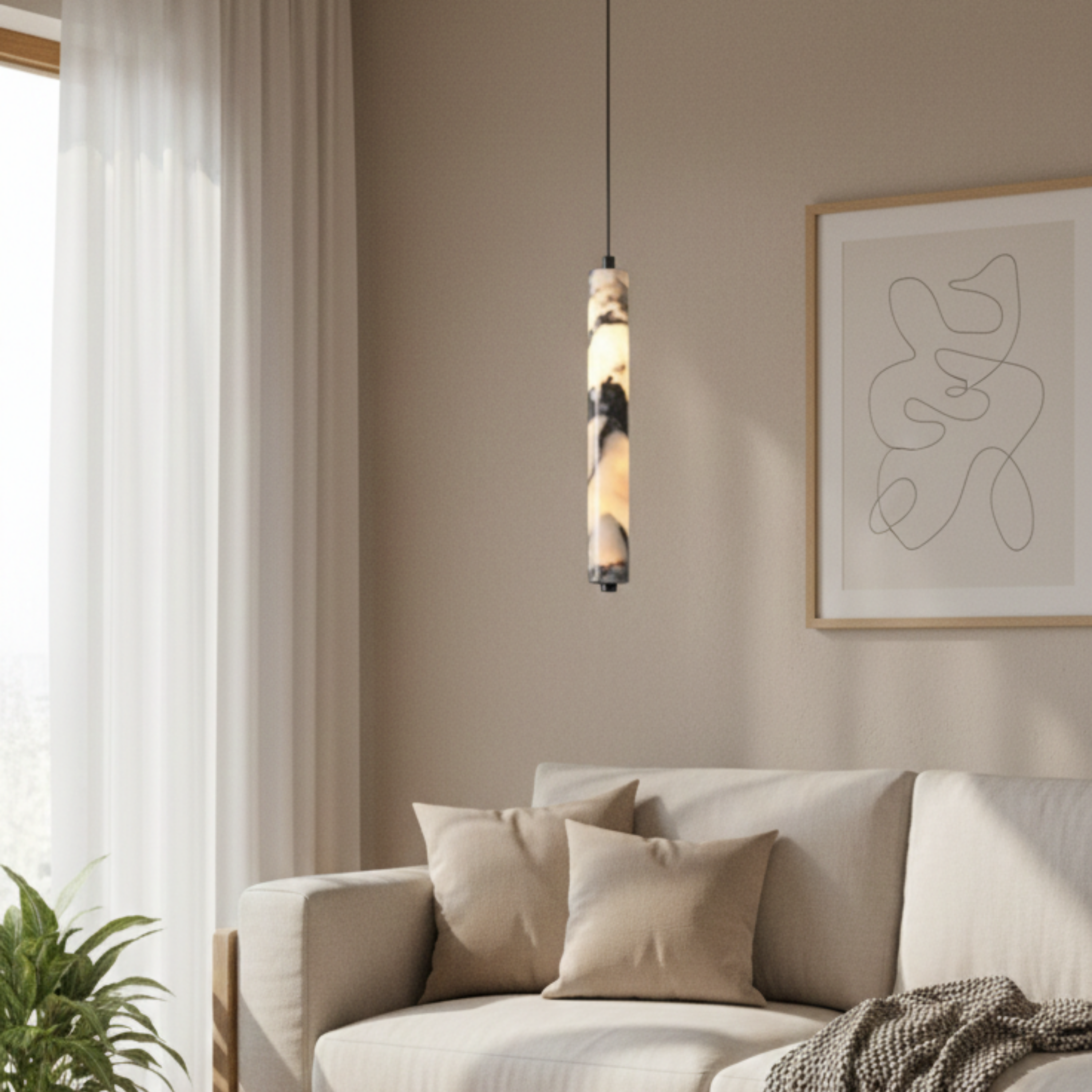 Natürliche LED Stein Pendelleuchte