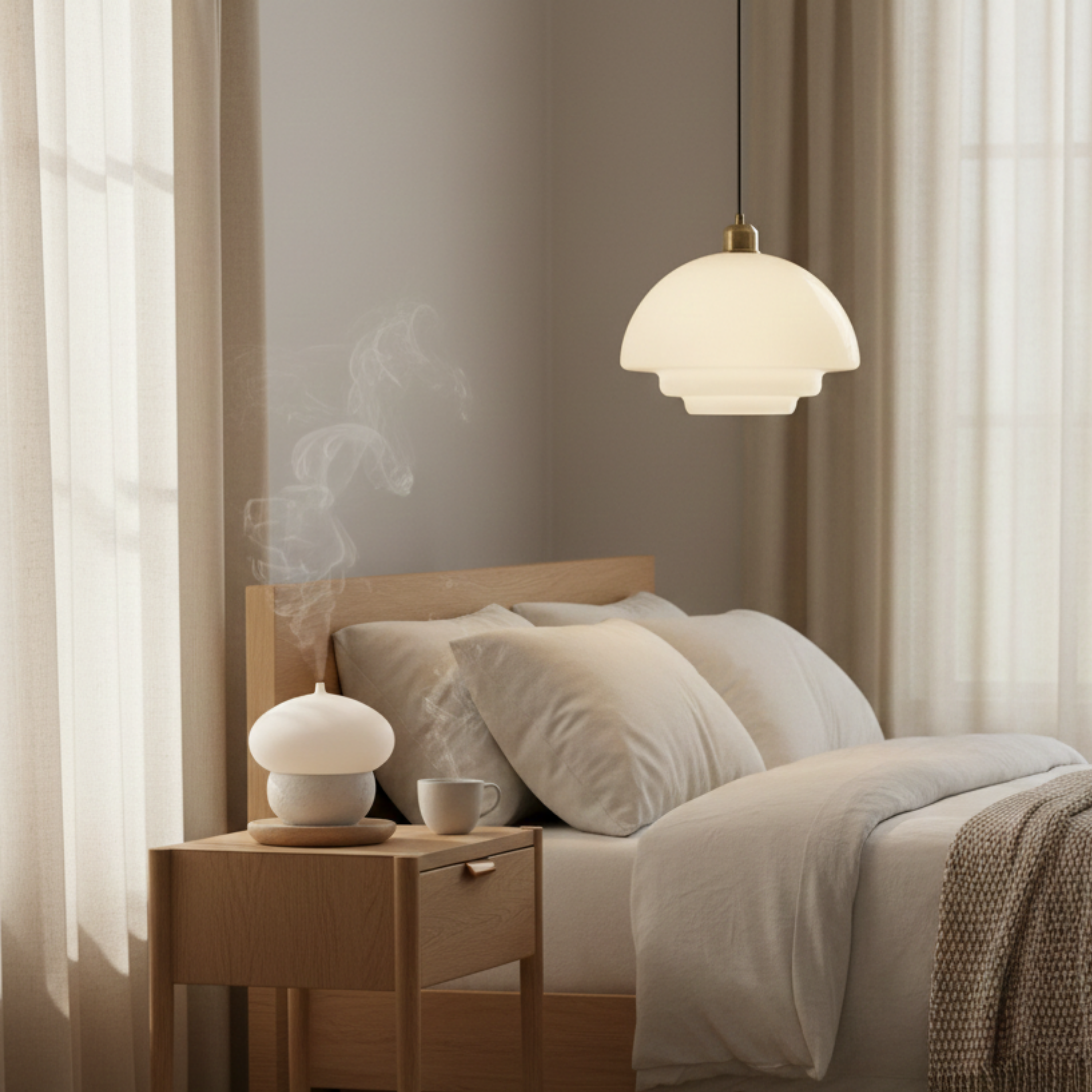 Pendelleuchte aus Weißem Glas