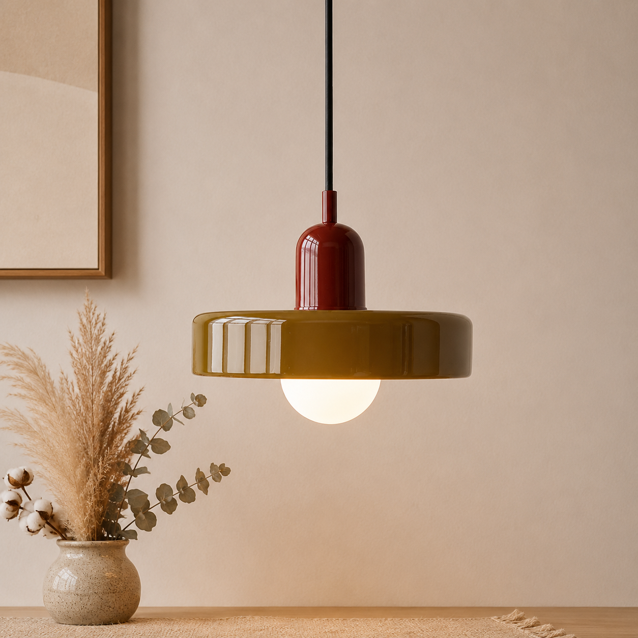 Bauhaus Farbglas Pendelleuchte