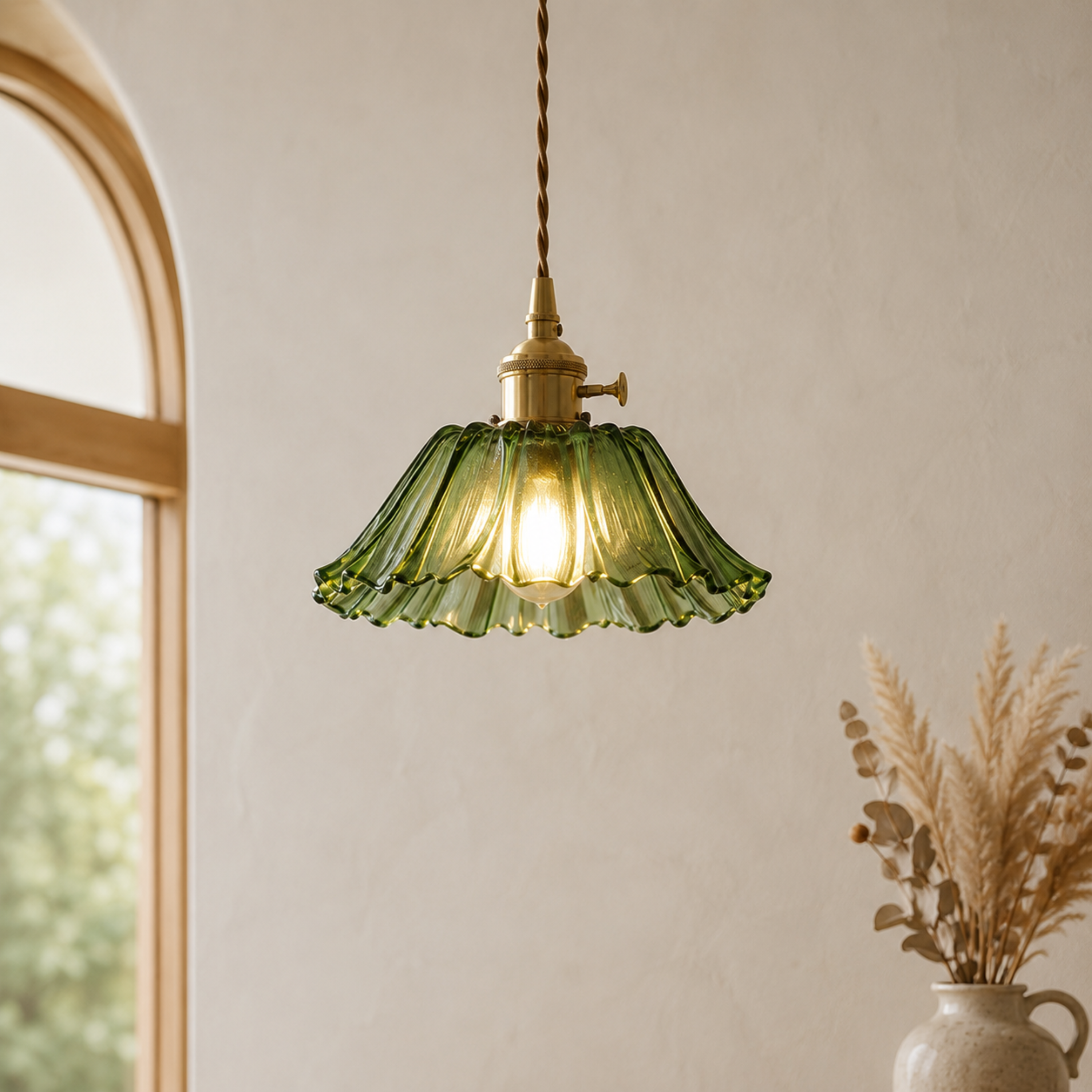 Moderne Glas Blumen LED Pendelleuchte