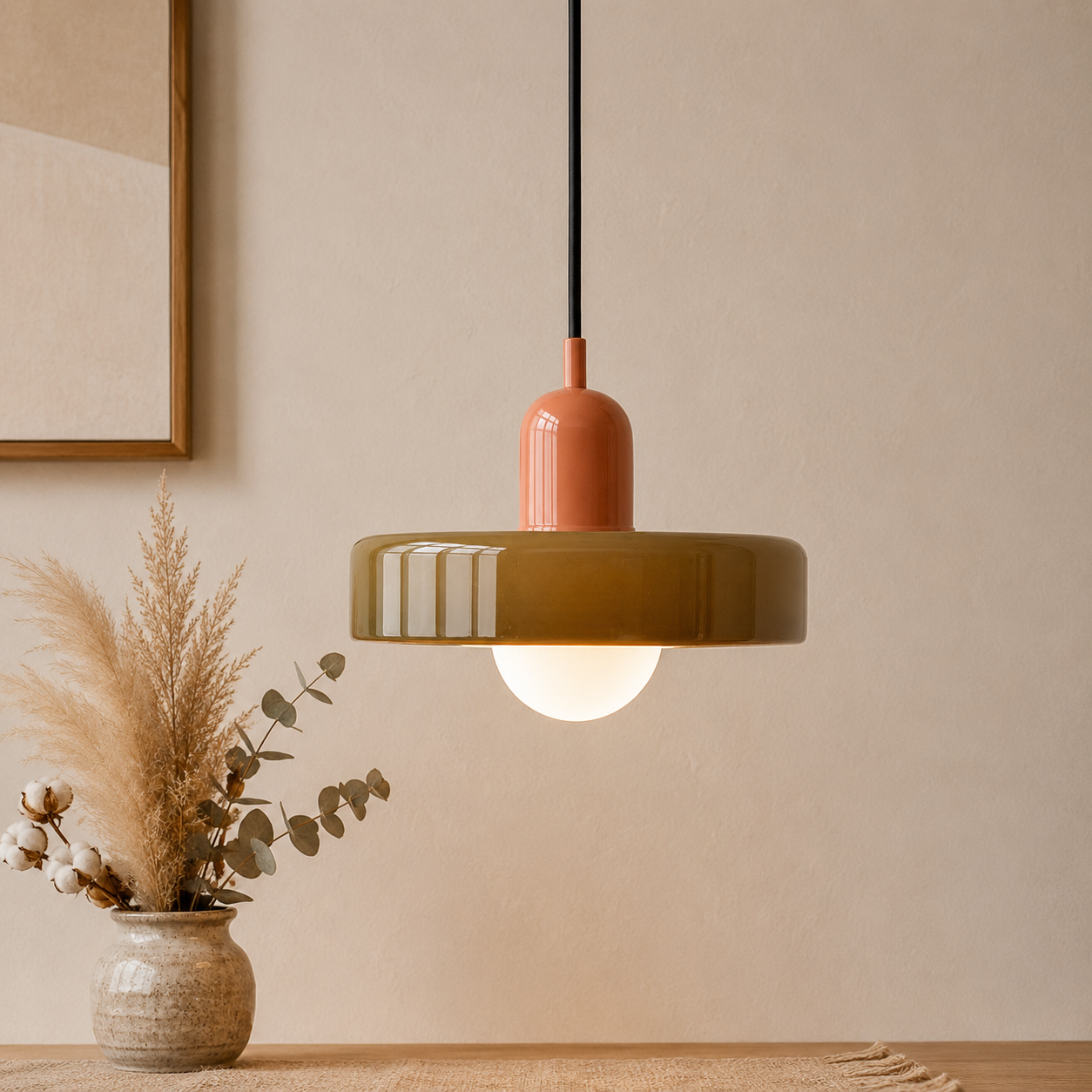 Bauhaus Farbglas Pendelleuchte