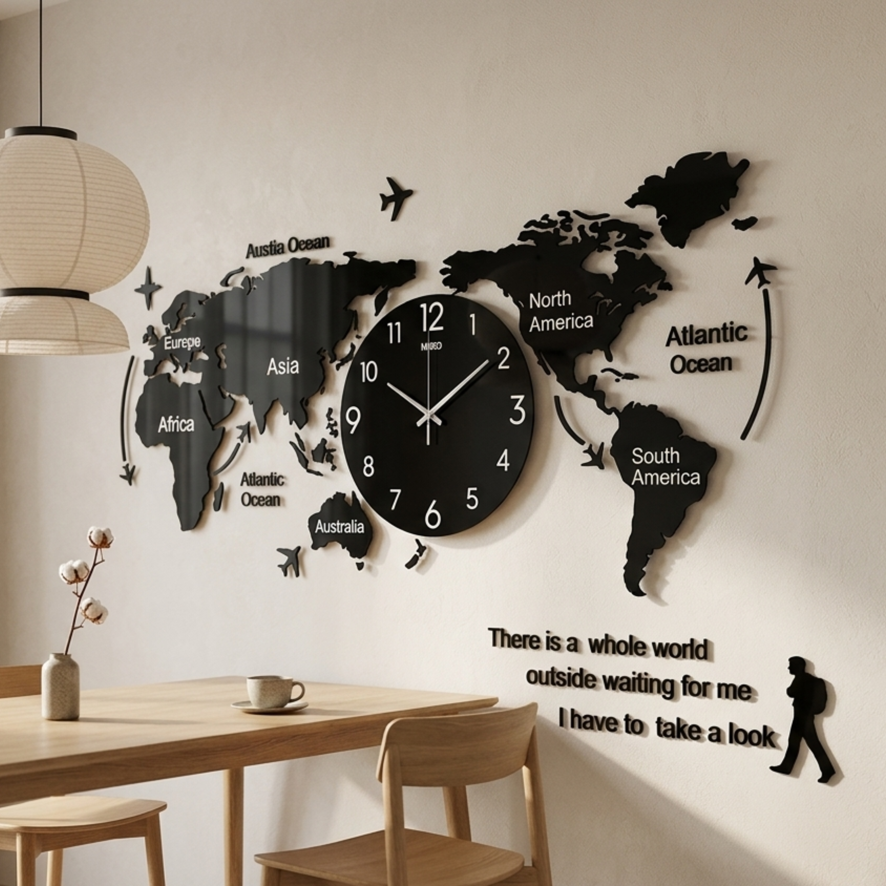 3D Weltkarte Lautlose Wanduhr