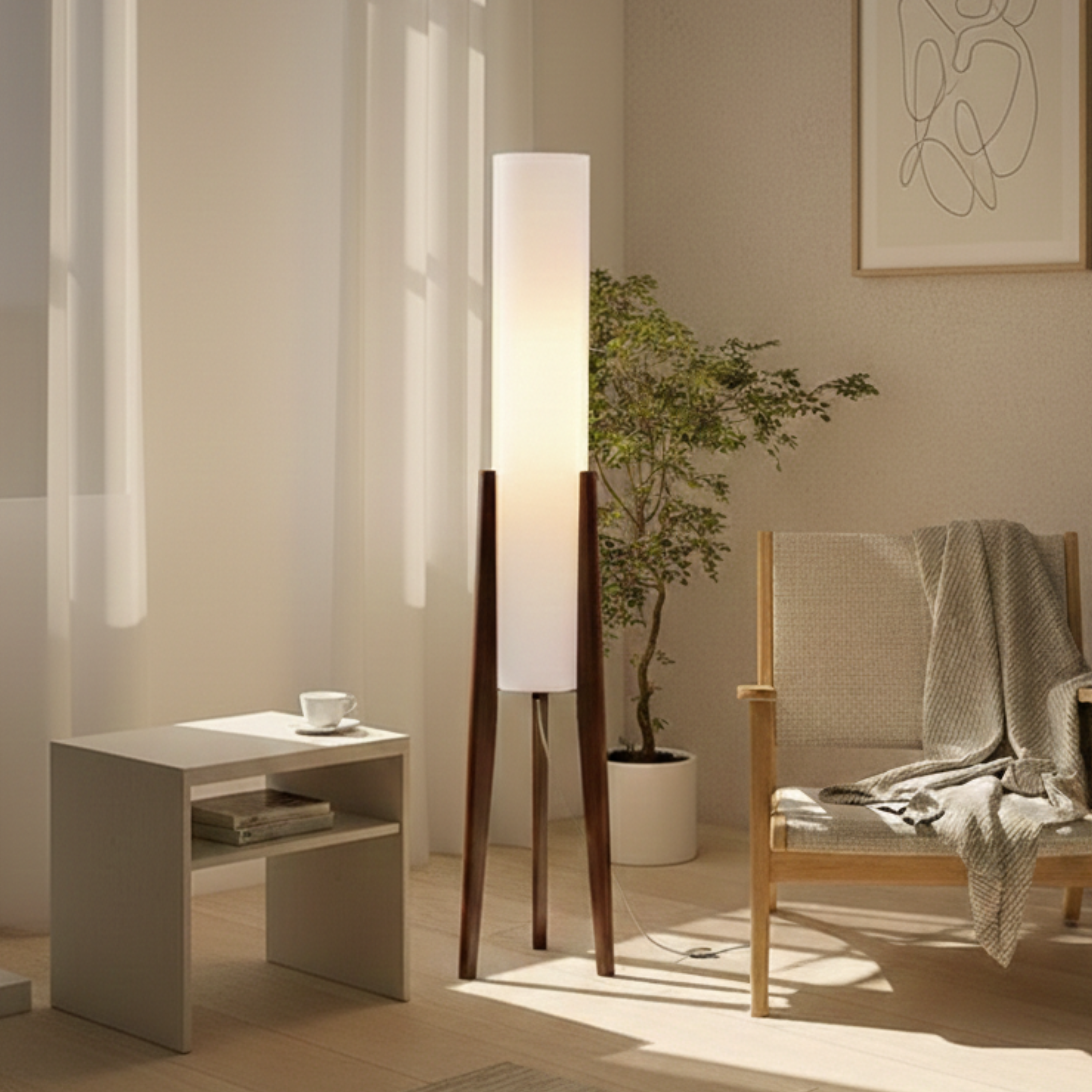 Moderne Massivholz Stehlampe