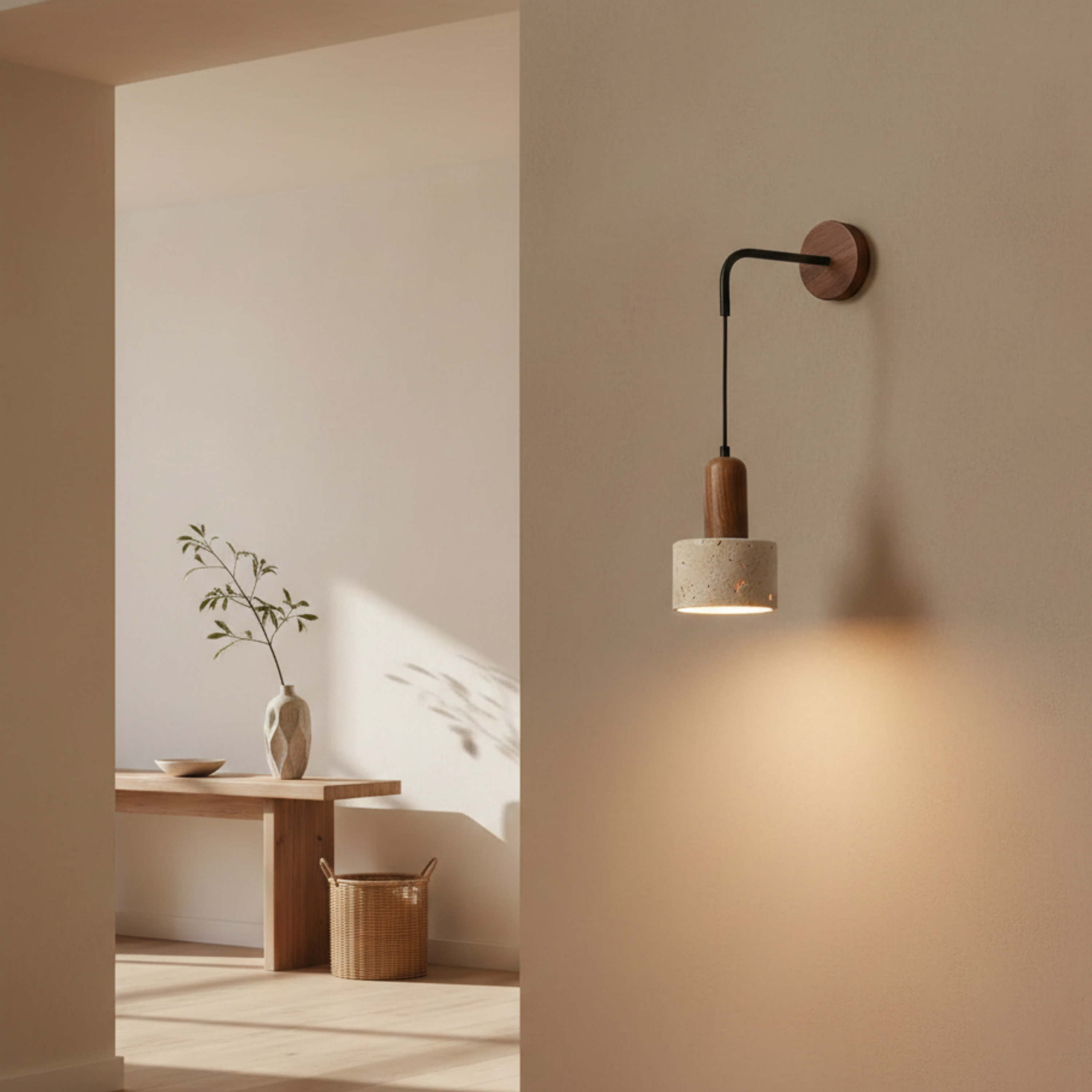 Wabi-Sabi LED Retro Holz Wandlampe