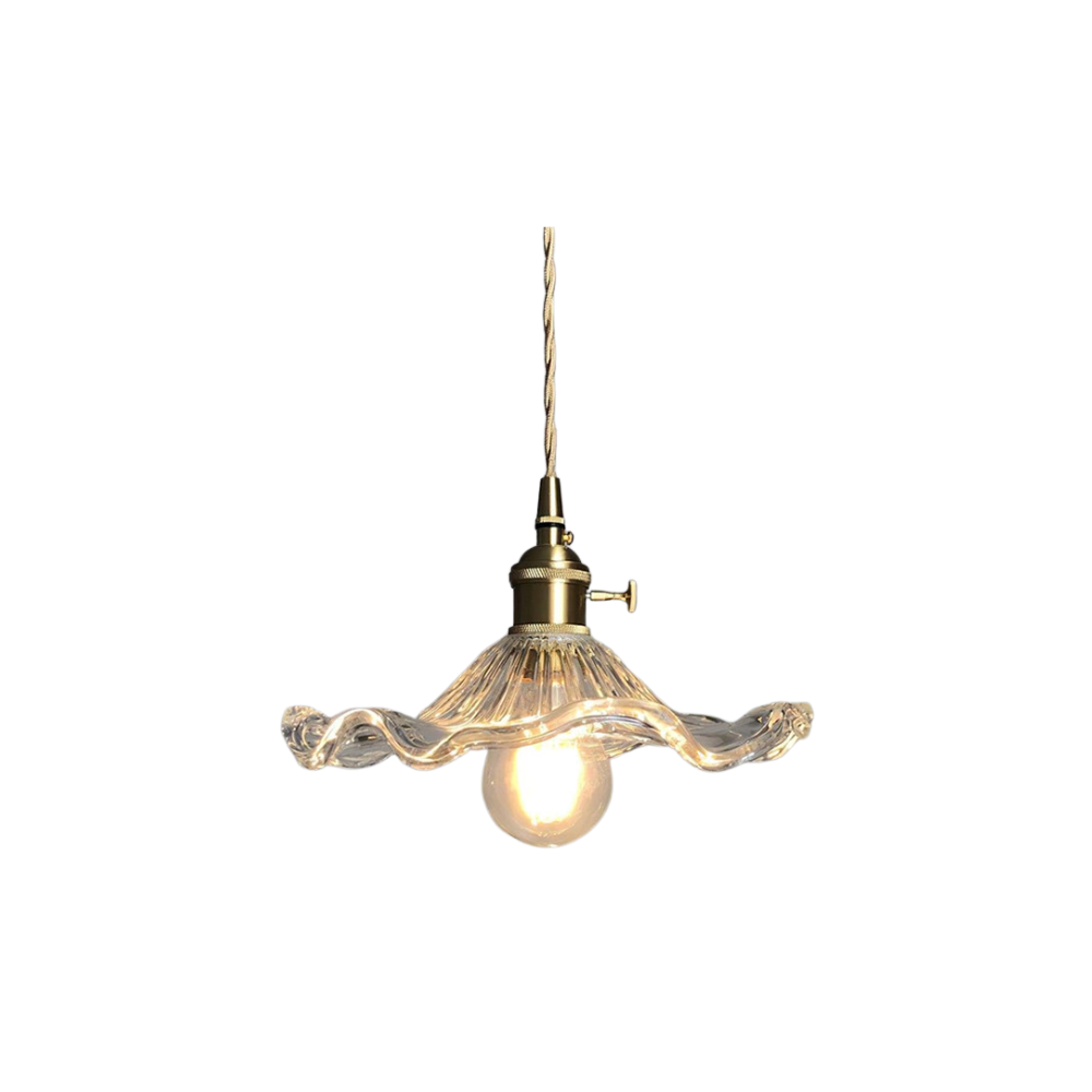 Vintage Glas & Kupfer Hängeleuchte