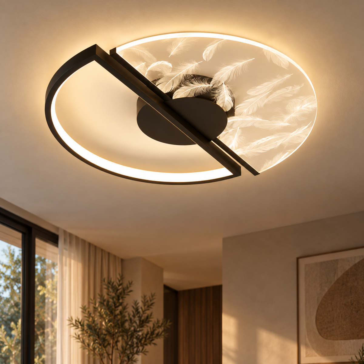 Stilvolle LED-Deckenleuchte mit Federdesign