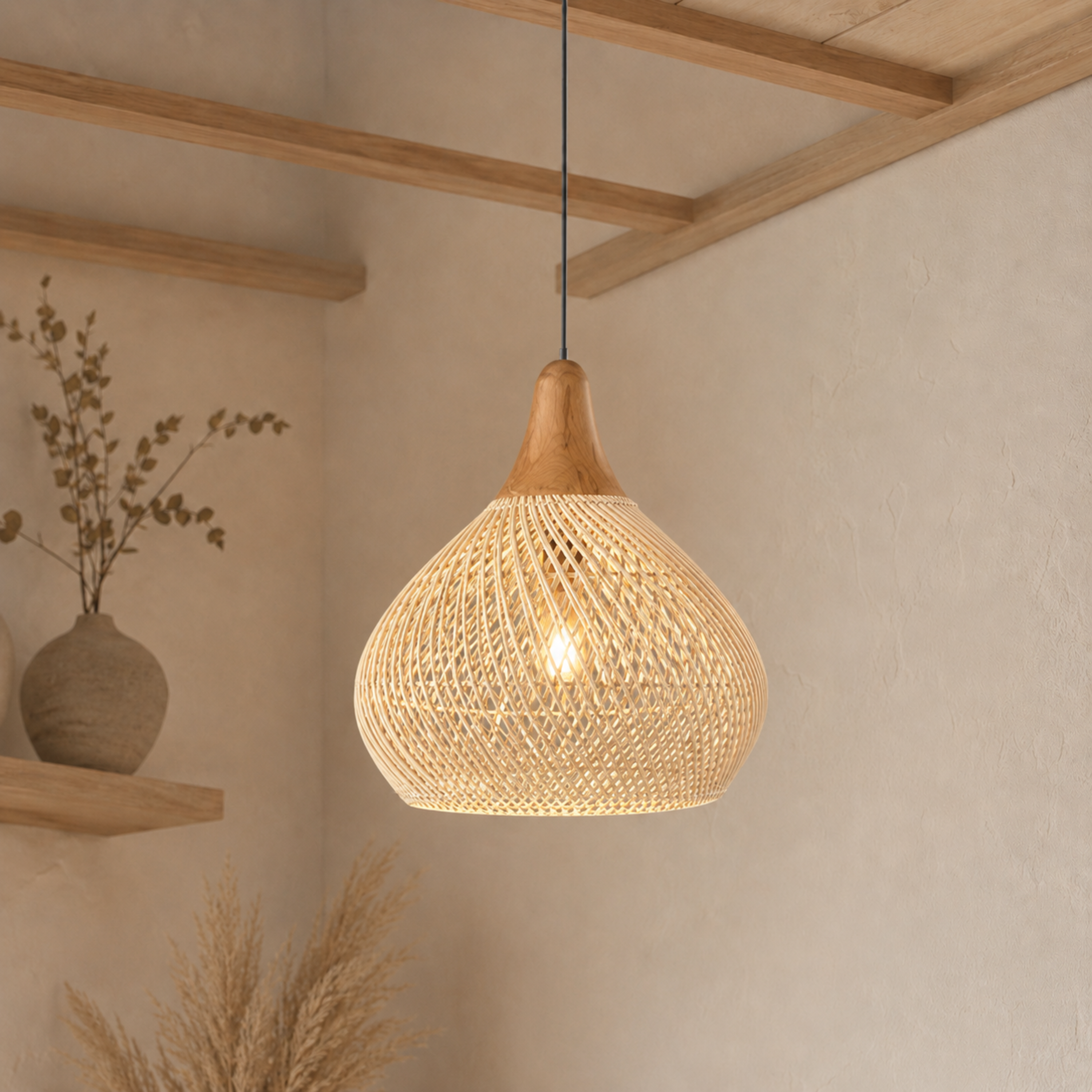 Vintage Rattan Deckenleuchte