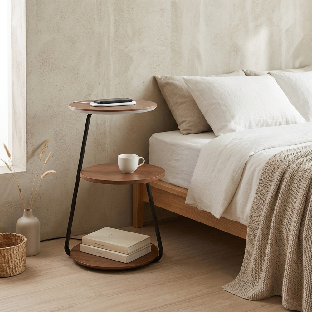 Moderner Tisch mit Lampe