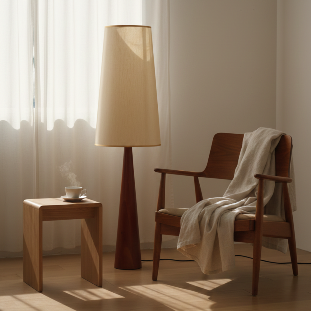Hölzerne Vintage Innen Stehlampe