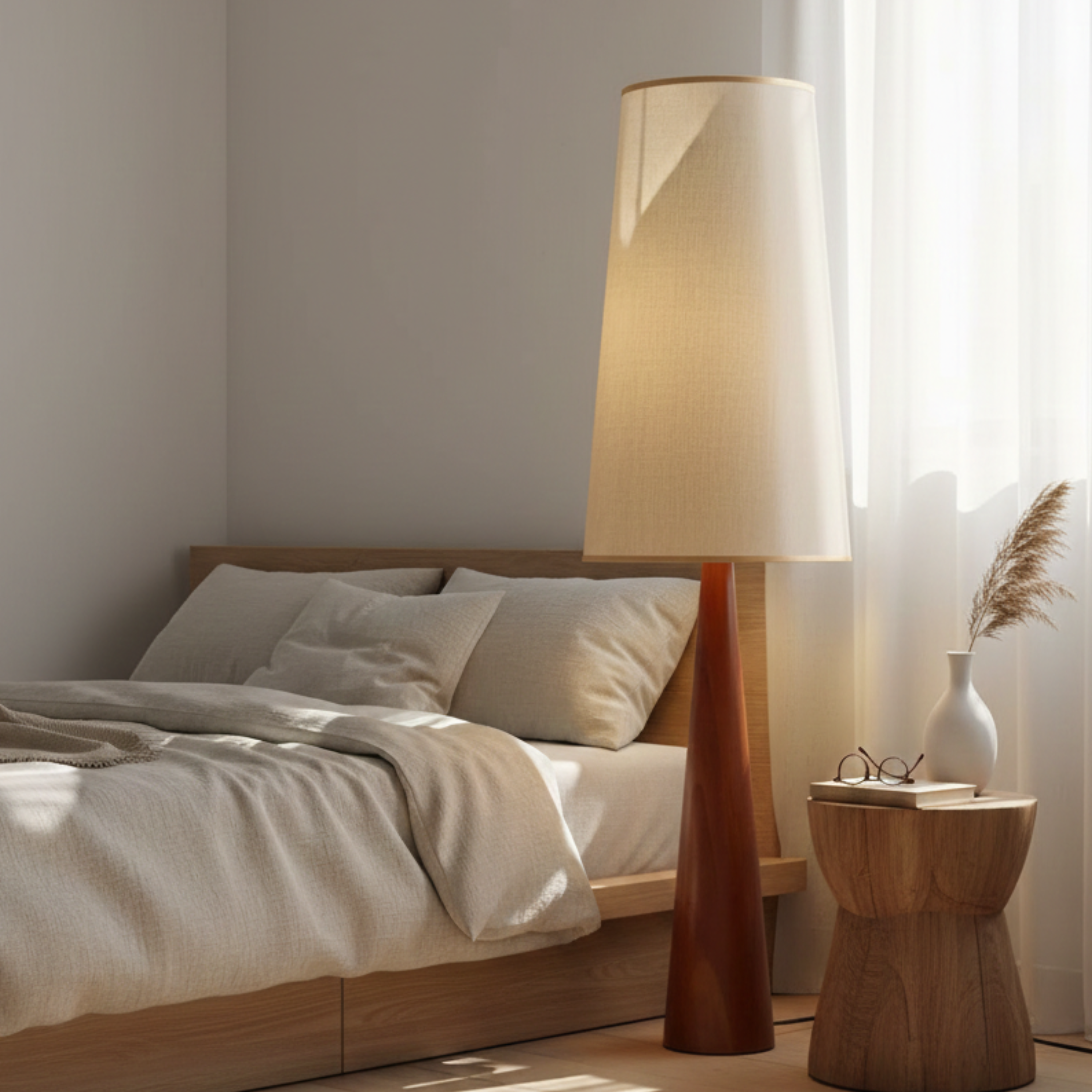 Hölzerne Vintage Innen Stehlampe