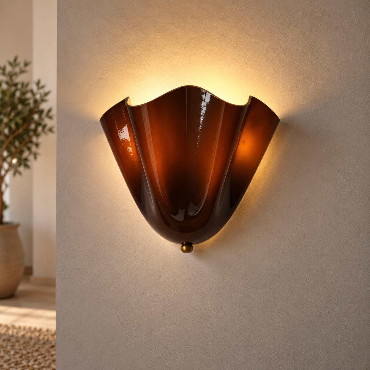 Klassische Glas Wandleuchte mit Blütenblattschirm