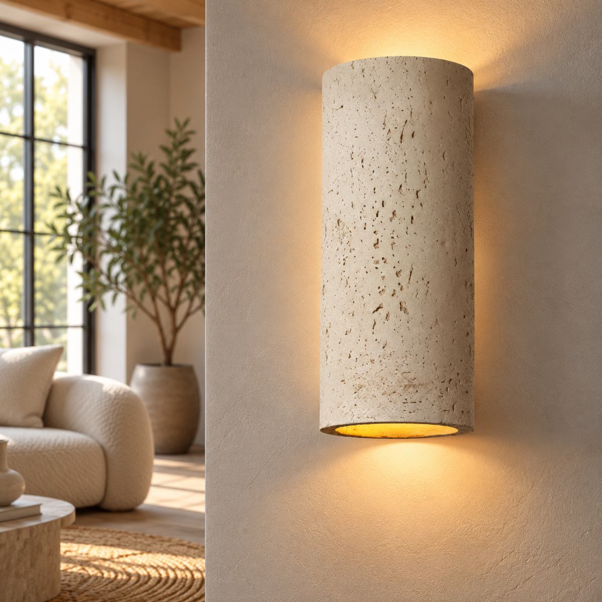Rustikale LED-Wandleuchte in Steinoptik