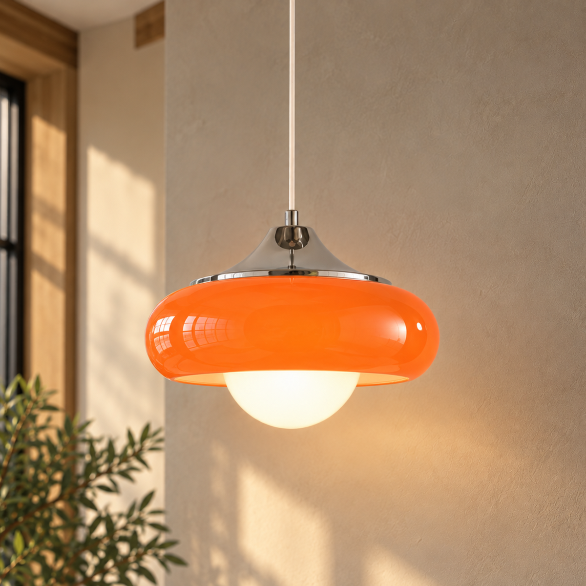 Nordische Retro Glaspendelleuchte im Bauhaus Stil