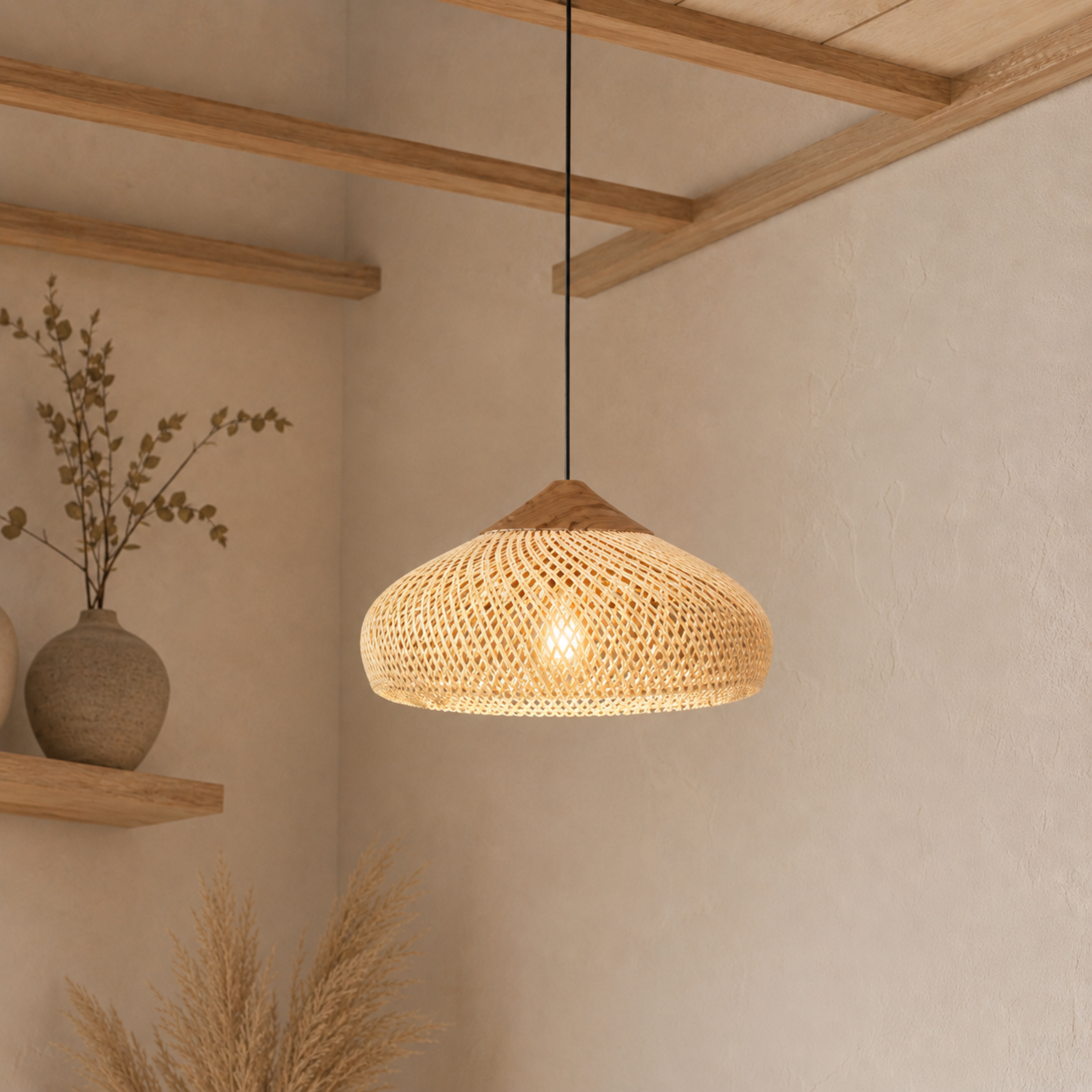 Vintage Rattan Deckenleuchte