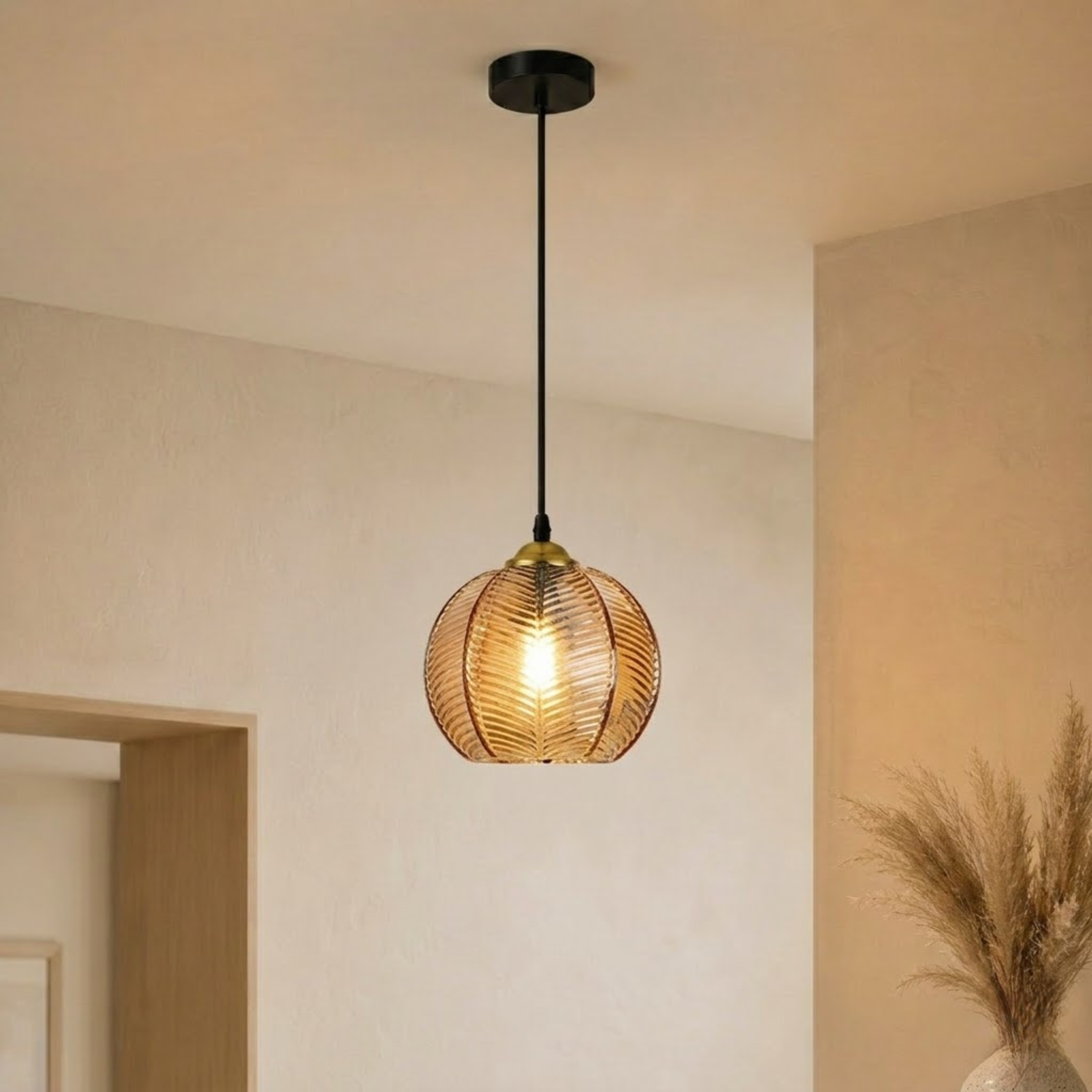 Moderne Gestreifte Glas Hängelampe