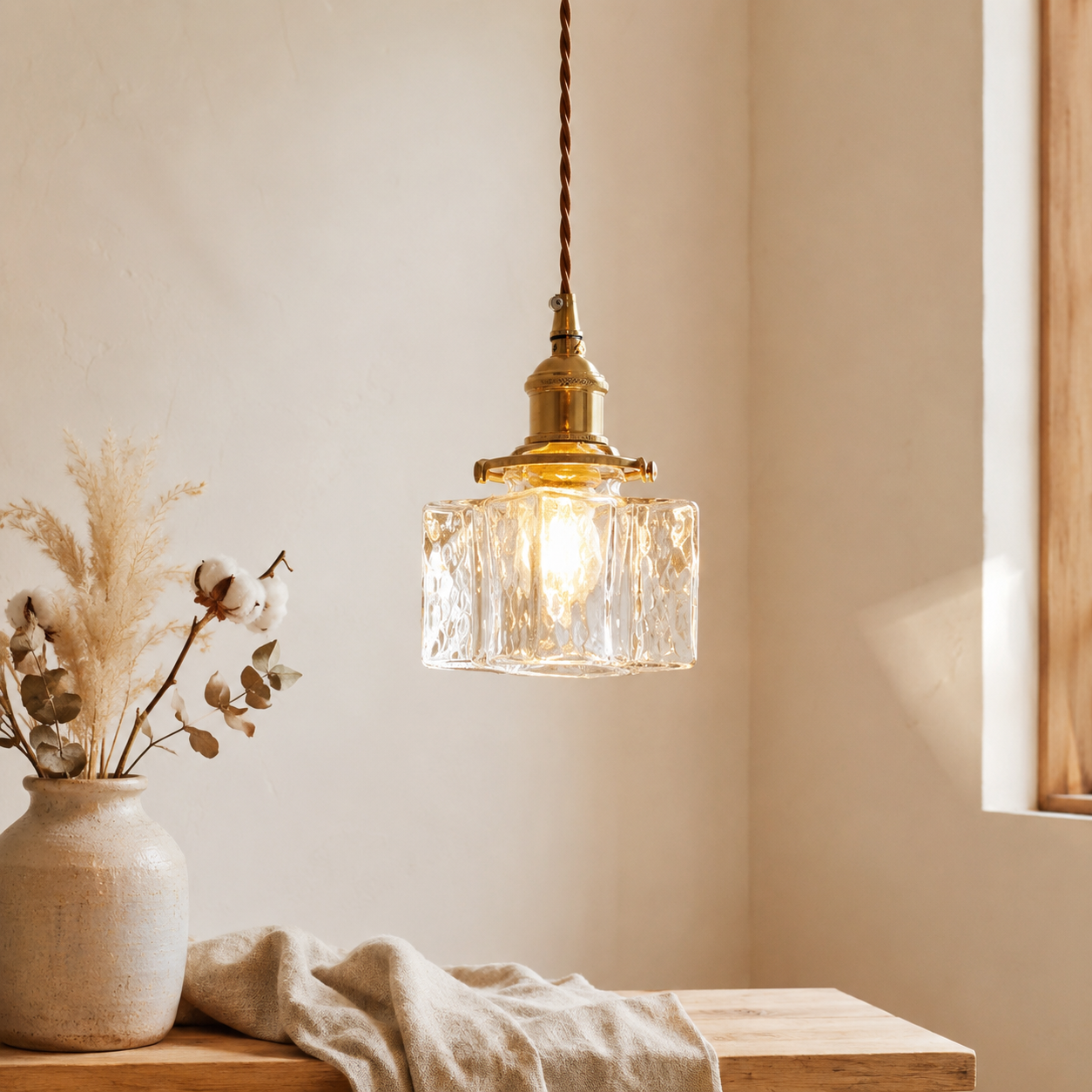 Zeitlose Vintage Glas Pendelleuchte