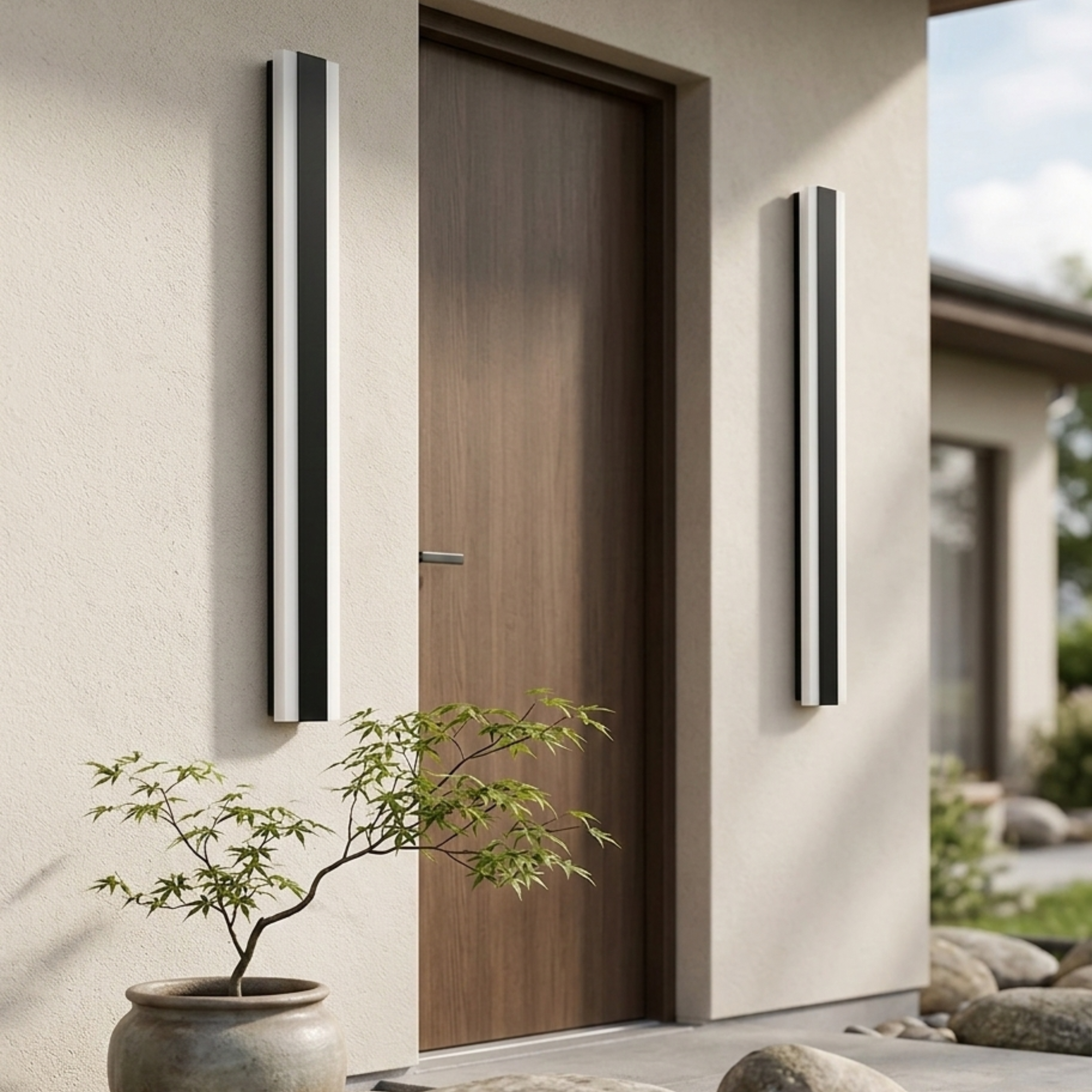 LED Außenwandleuchte mit Streifenstruktur