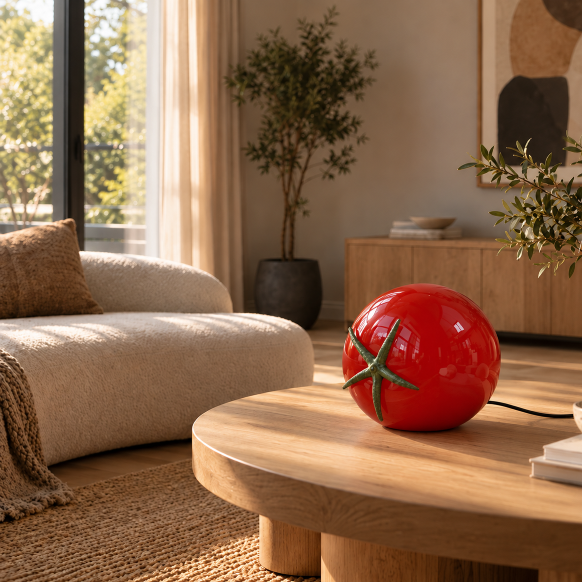 Moderne Tomaten Glas Tischlampe