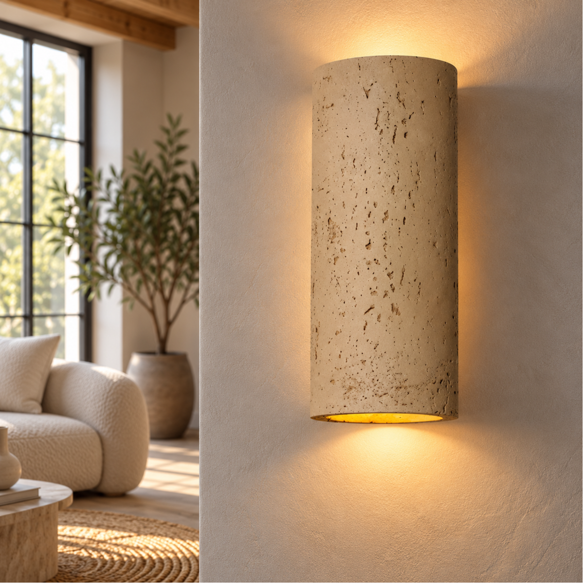 Rustikale LED-Wandleuchte in Steinoptik