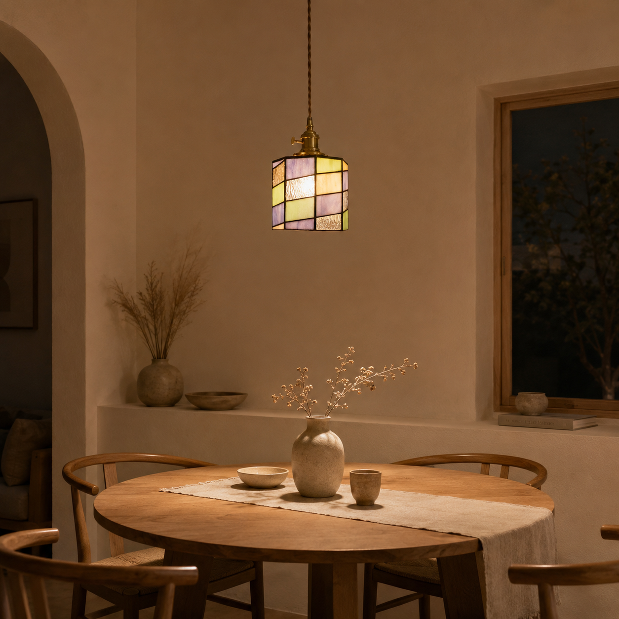 Vintage Farbglas LED Pendelleuchte