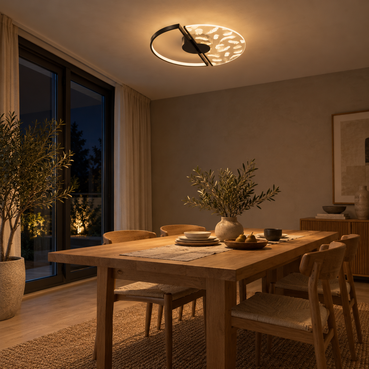 Stilvolle LED-Deckenleuchte mit Federdesign