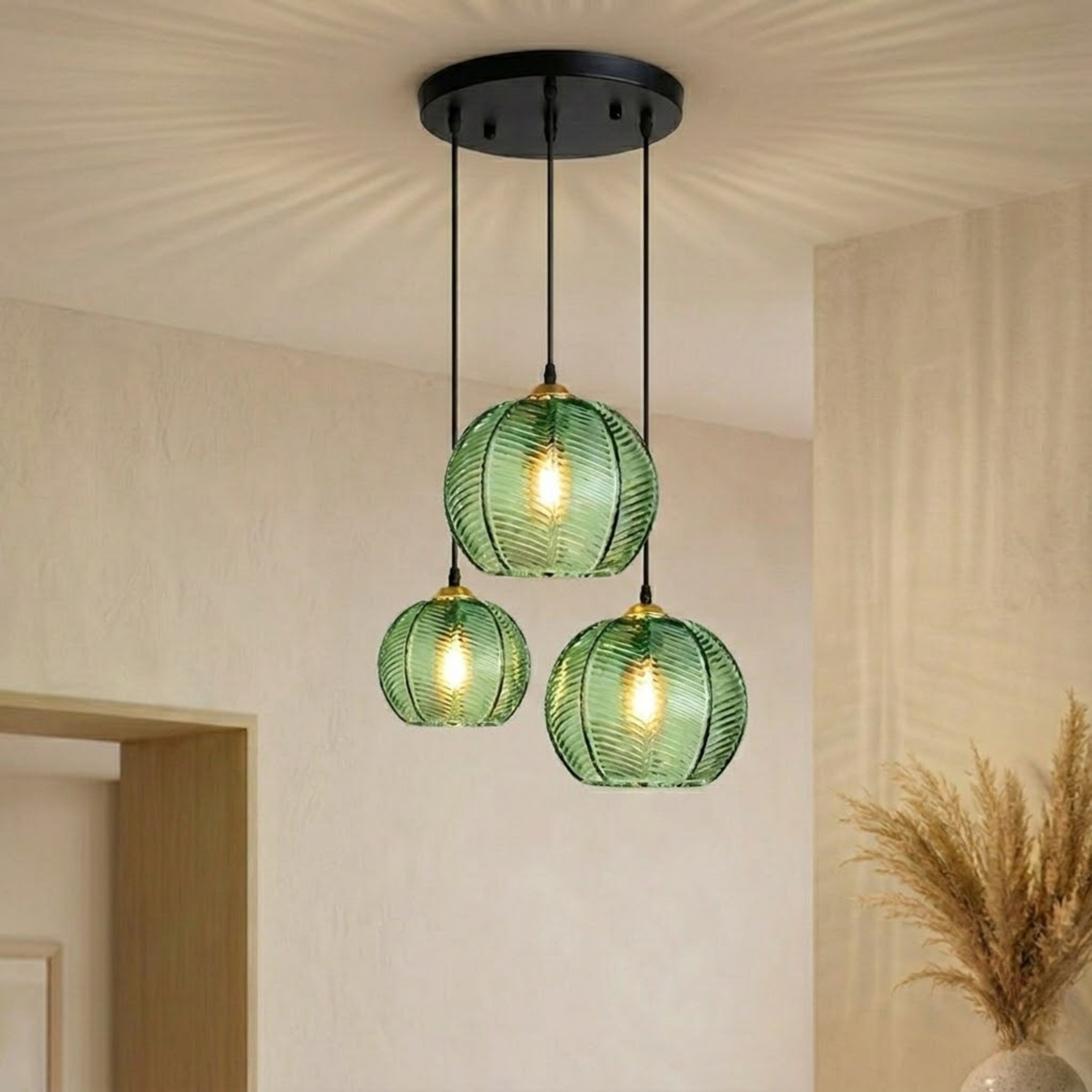 Moderne Gestreifte Glas Hängelampe
