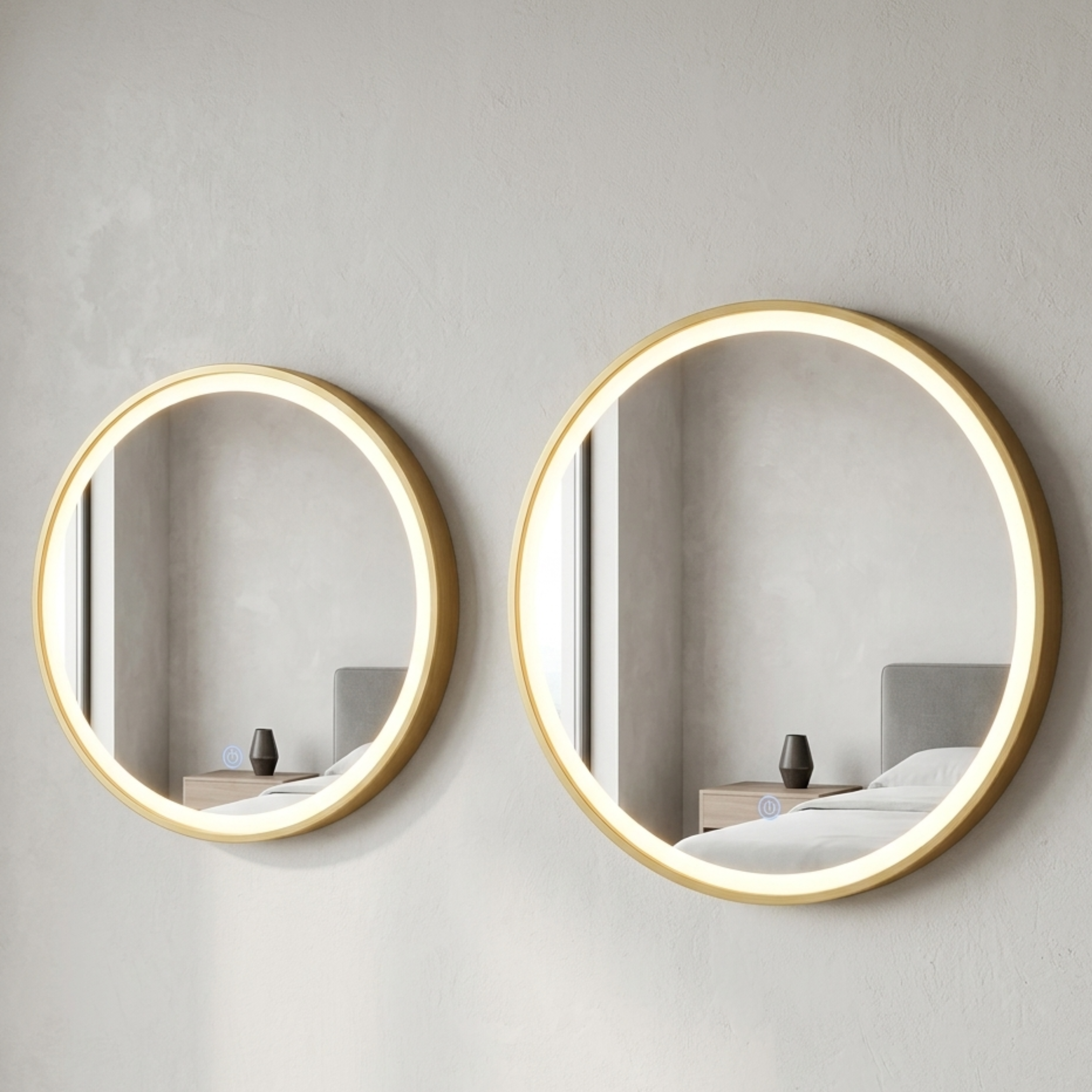 Runder Gold Aluminium LED Spiegel