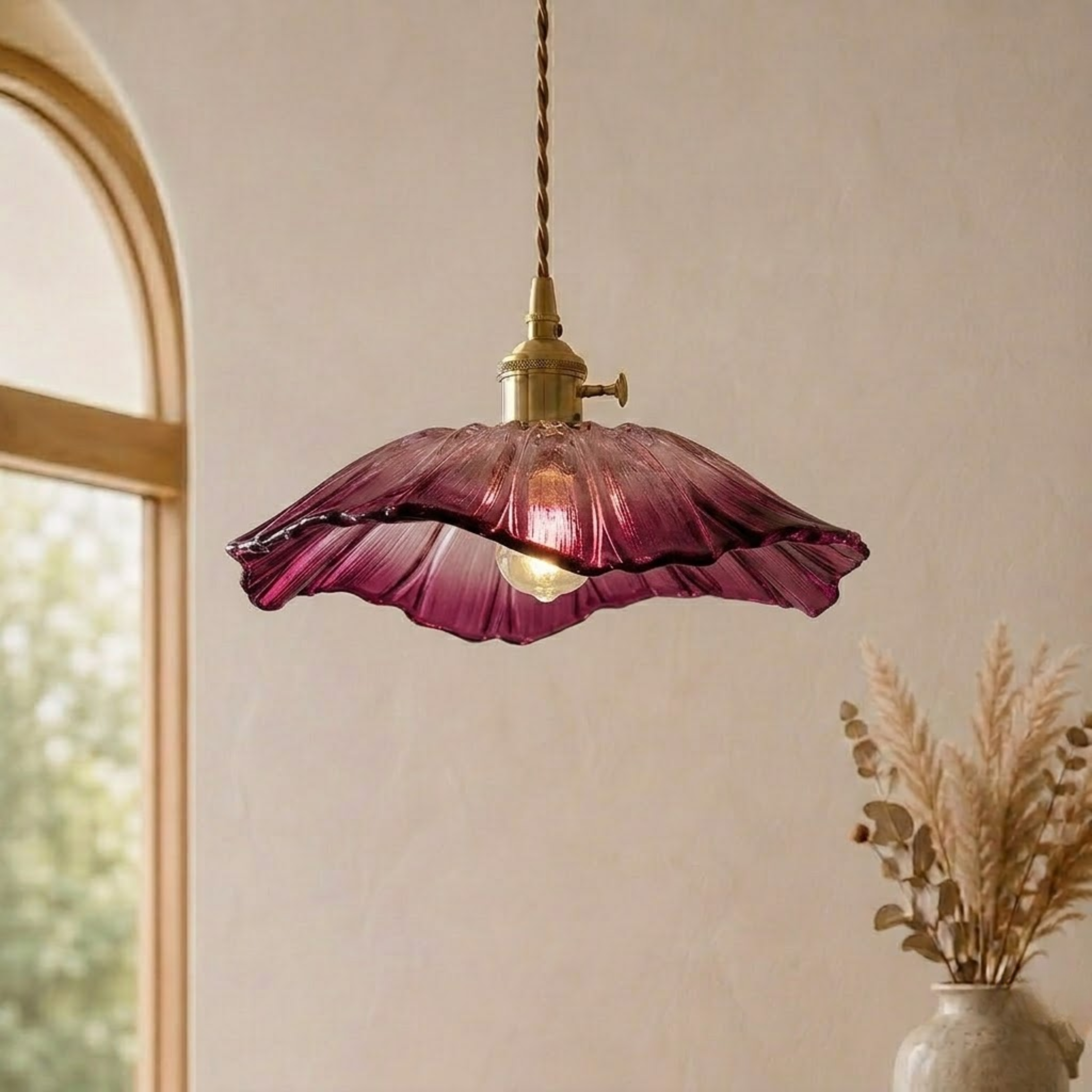 Moderne Glas Blumen LED Pendelleuchte