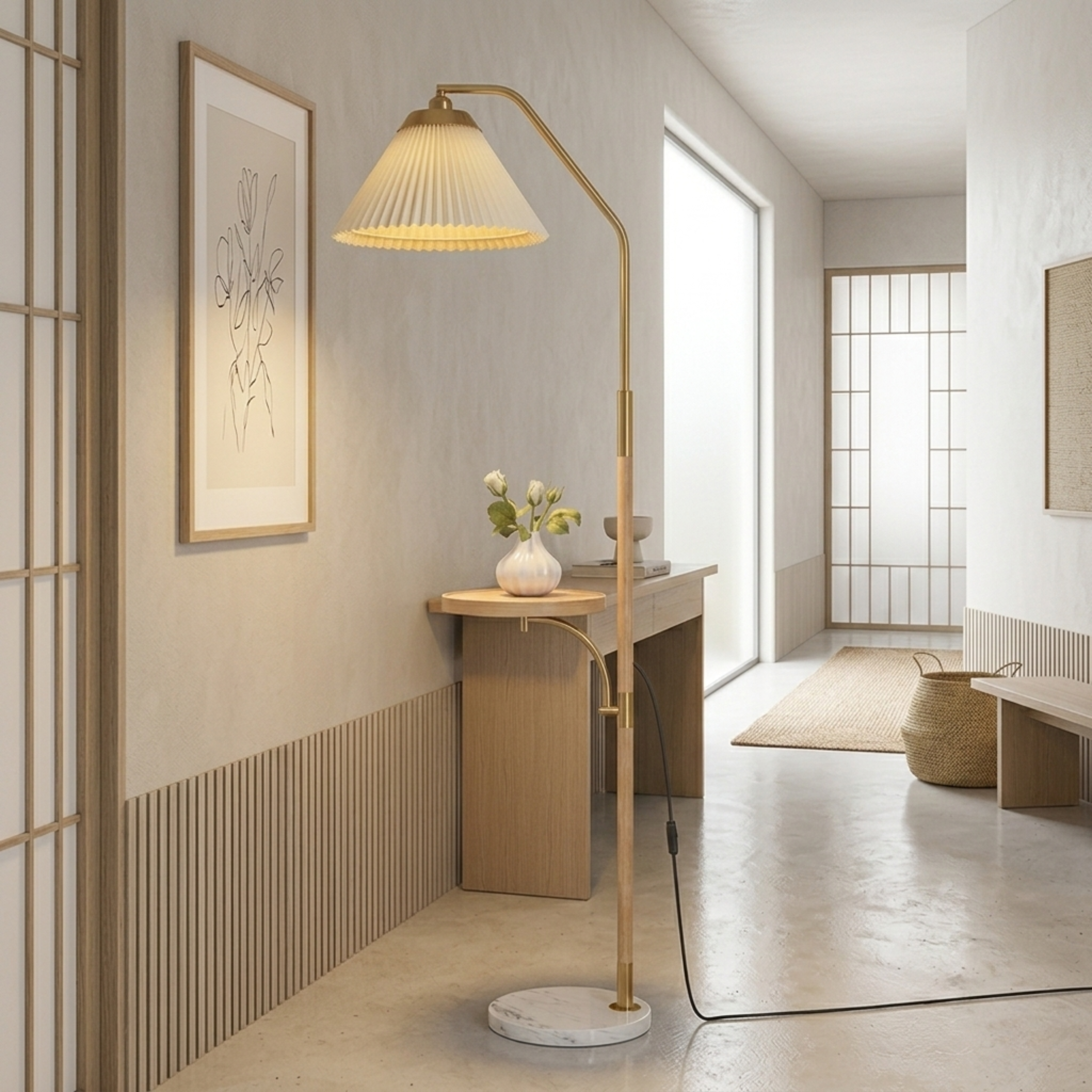 Minimalistische Stoff LED Stehlampe