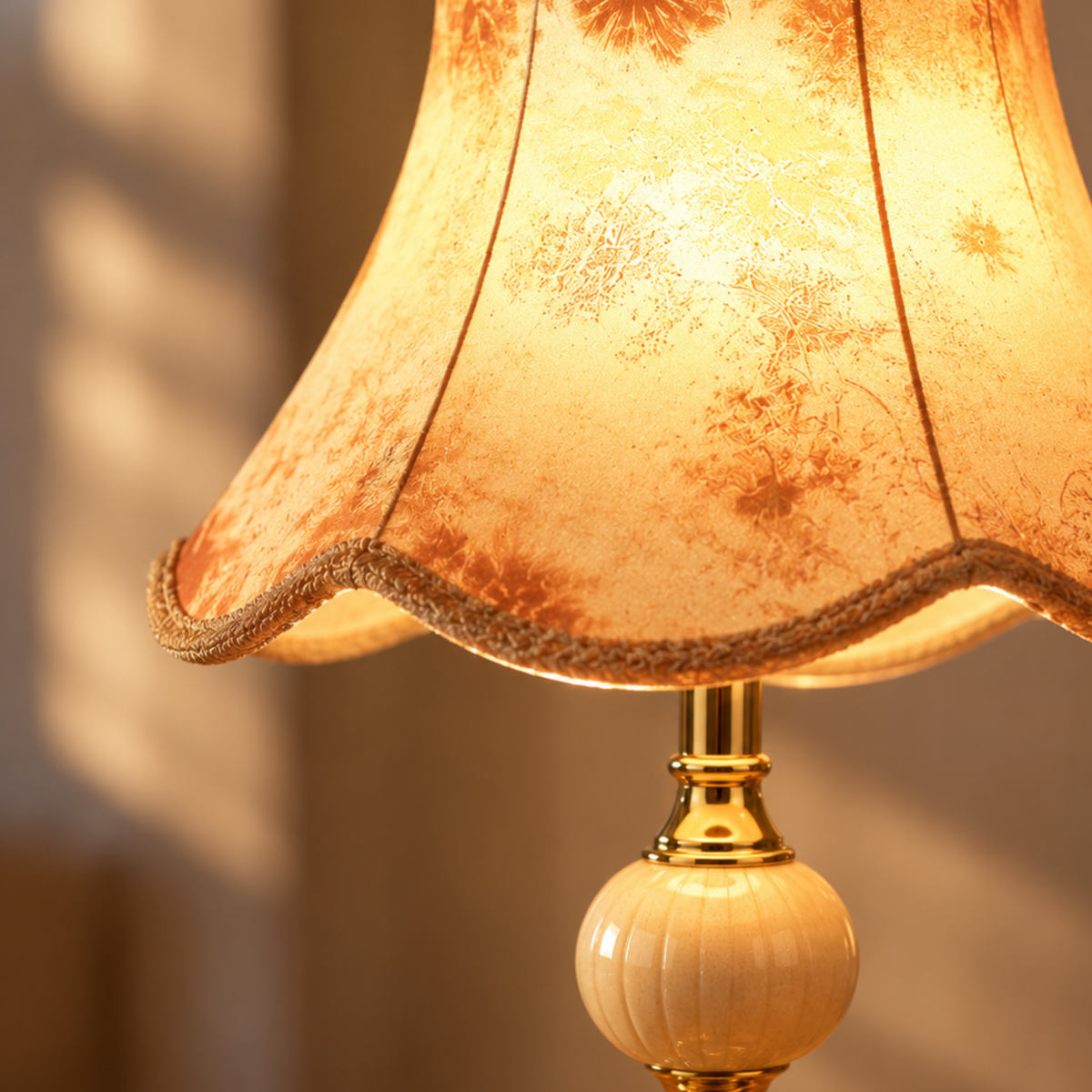 Skandinavische Vintage Tischlampe mit Stoffschirm