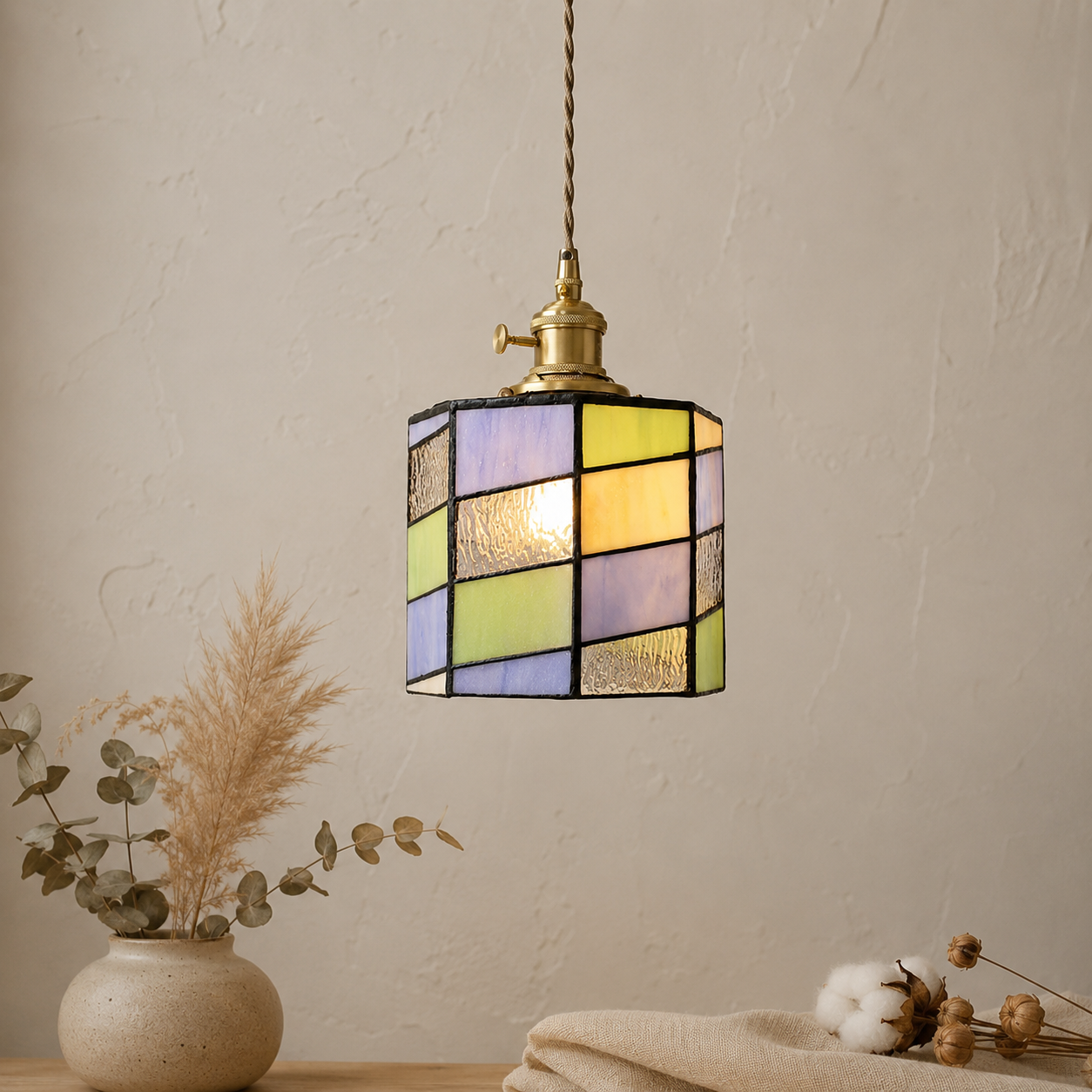 Vintage Farbglas LED Pendelleuchte