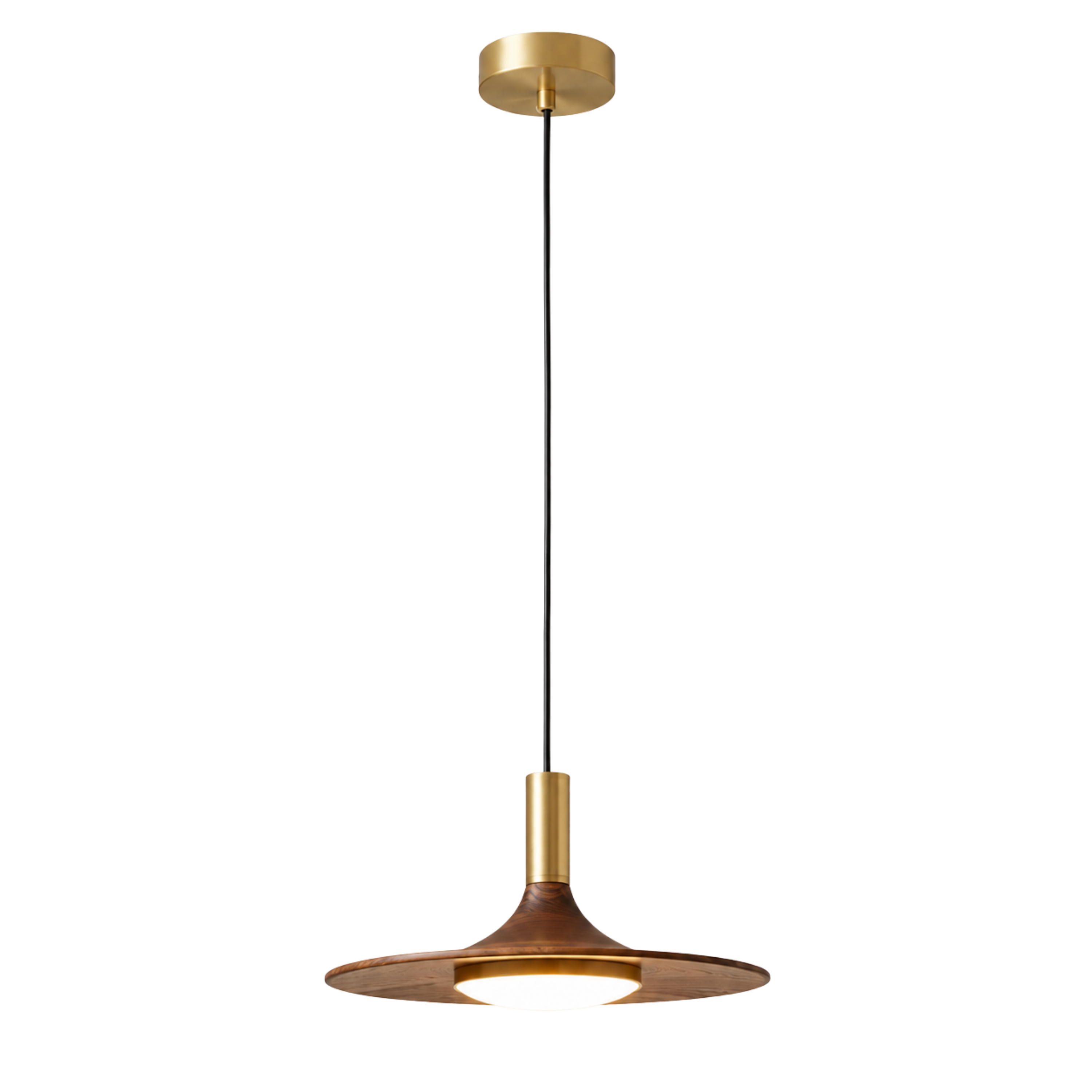Einfache Walnuss Flying Saucer Pendelleuchte