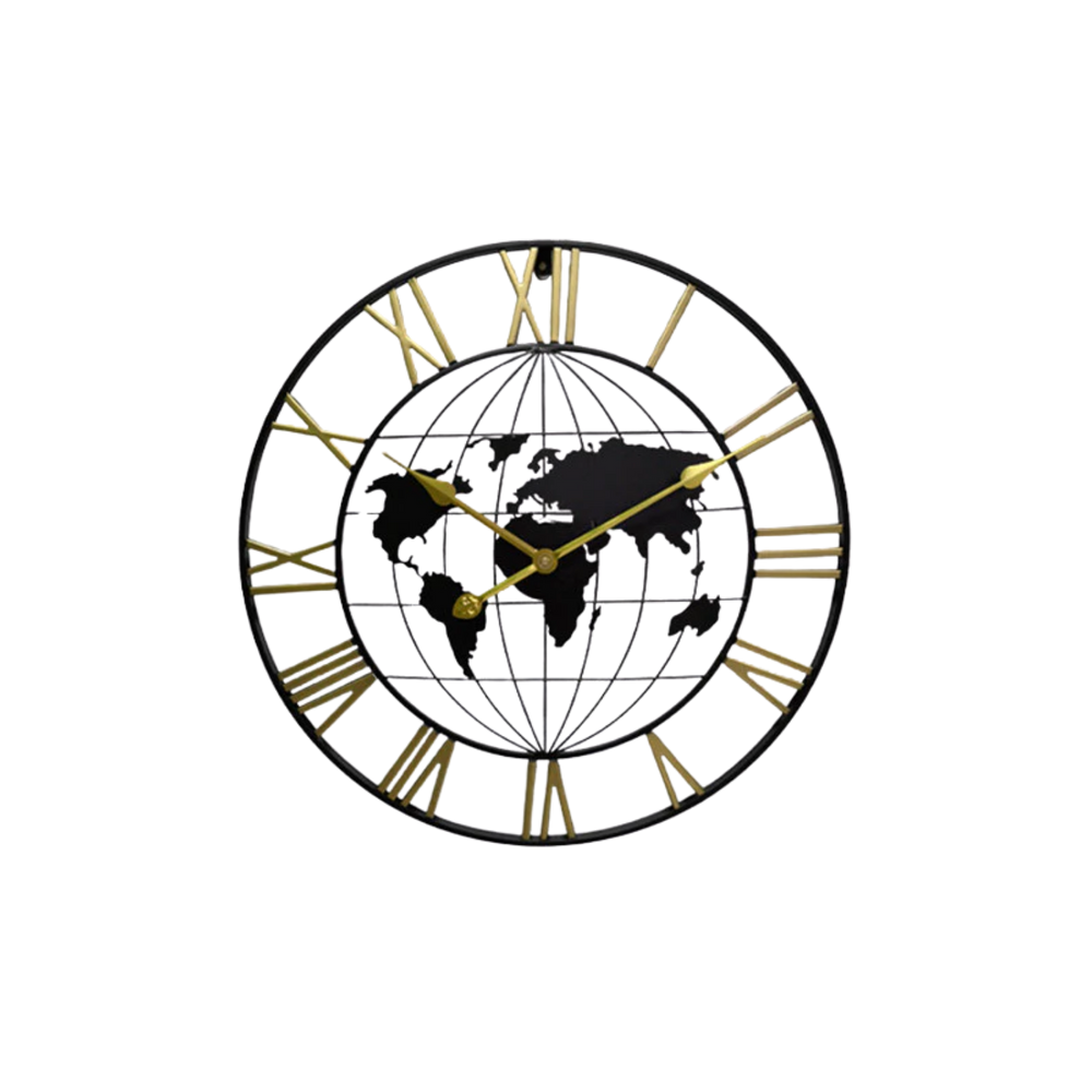 Metall Weltkarte Kugel Wanduhr