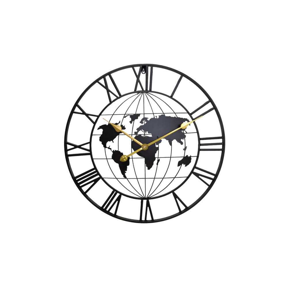 Metall Weltkarte Kugel Wanduhr