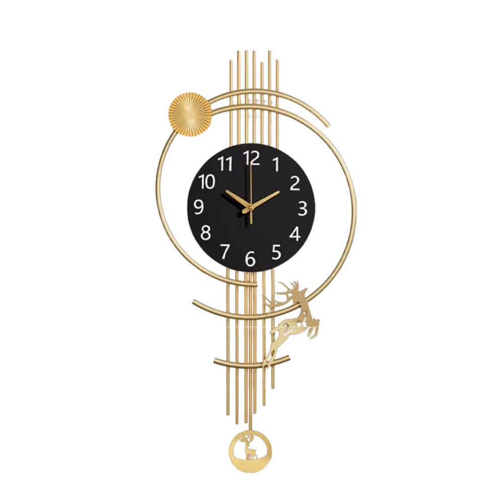 Wohnzimmer Goldene Wanduhr