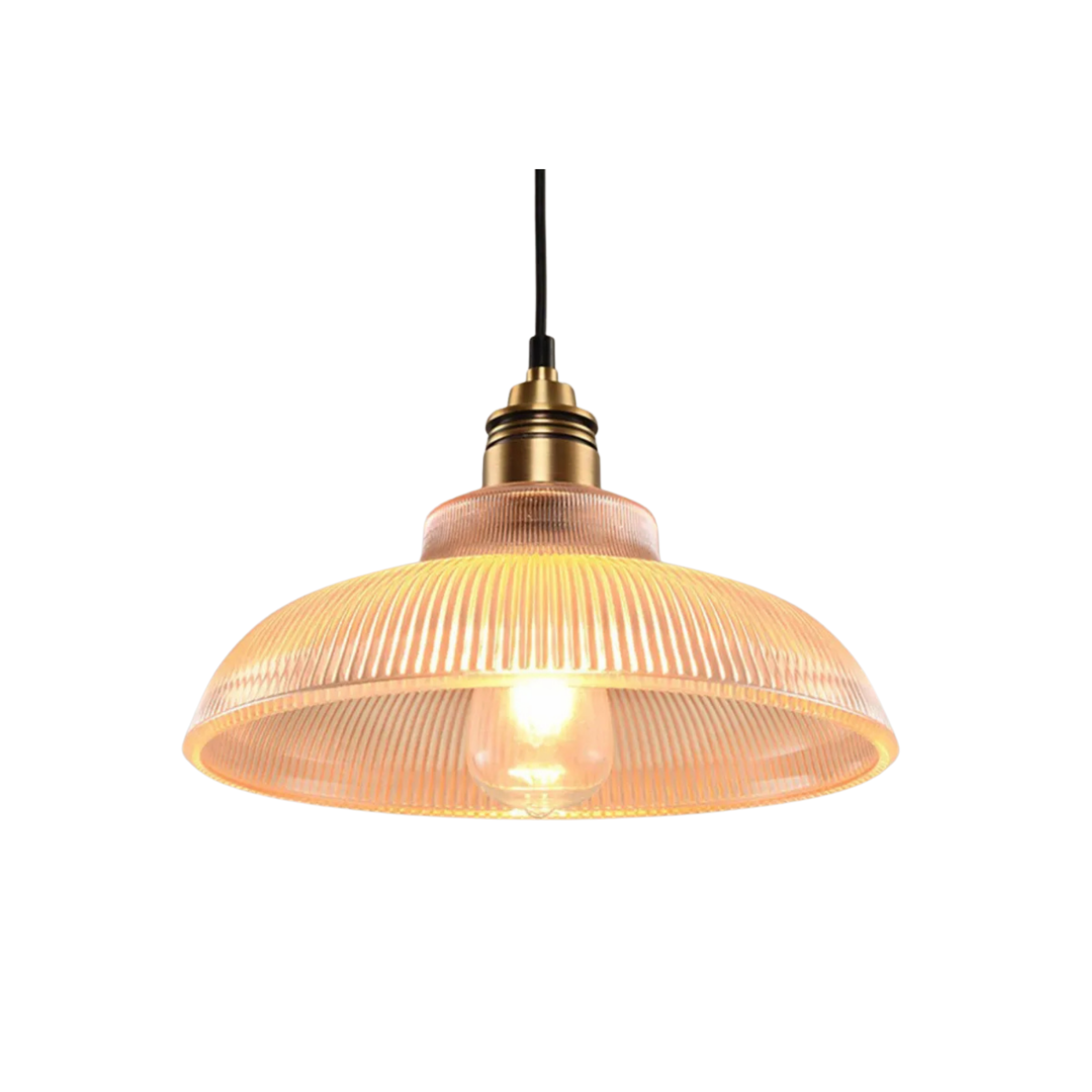 Retro Pendelleuchte mit Geripptem Schirm