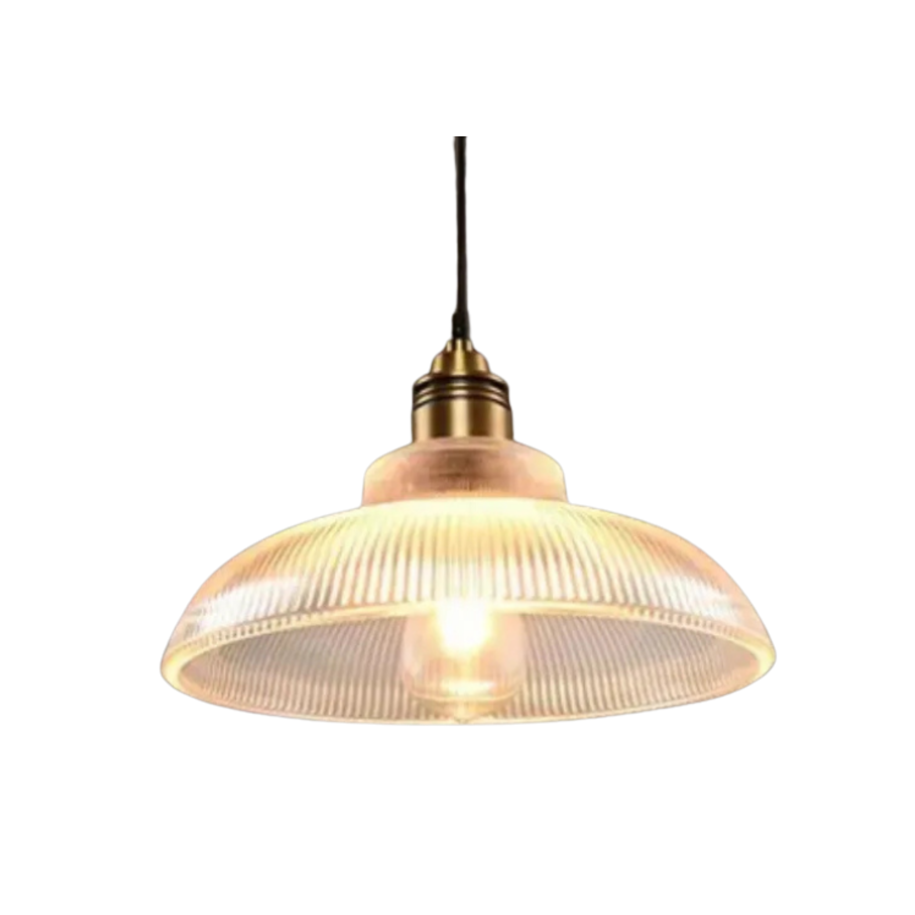 Retro Pendelleuchte mit Geripptem Schirm