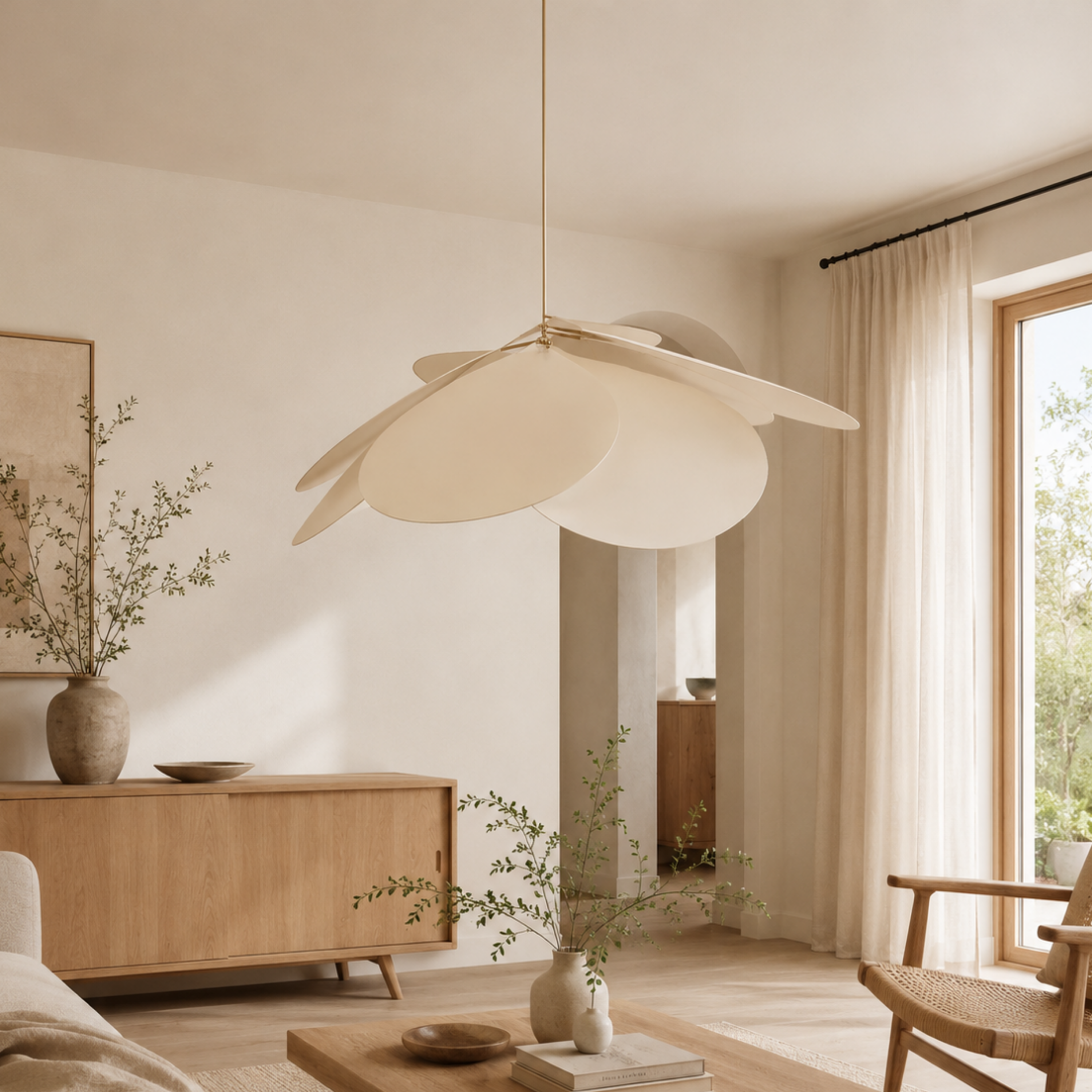 Wohnzimmer Stoff Blume Pendelleuchte