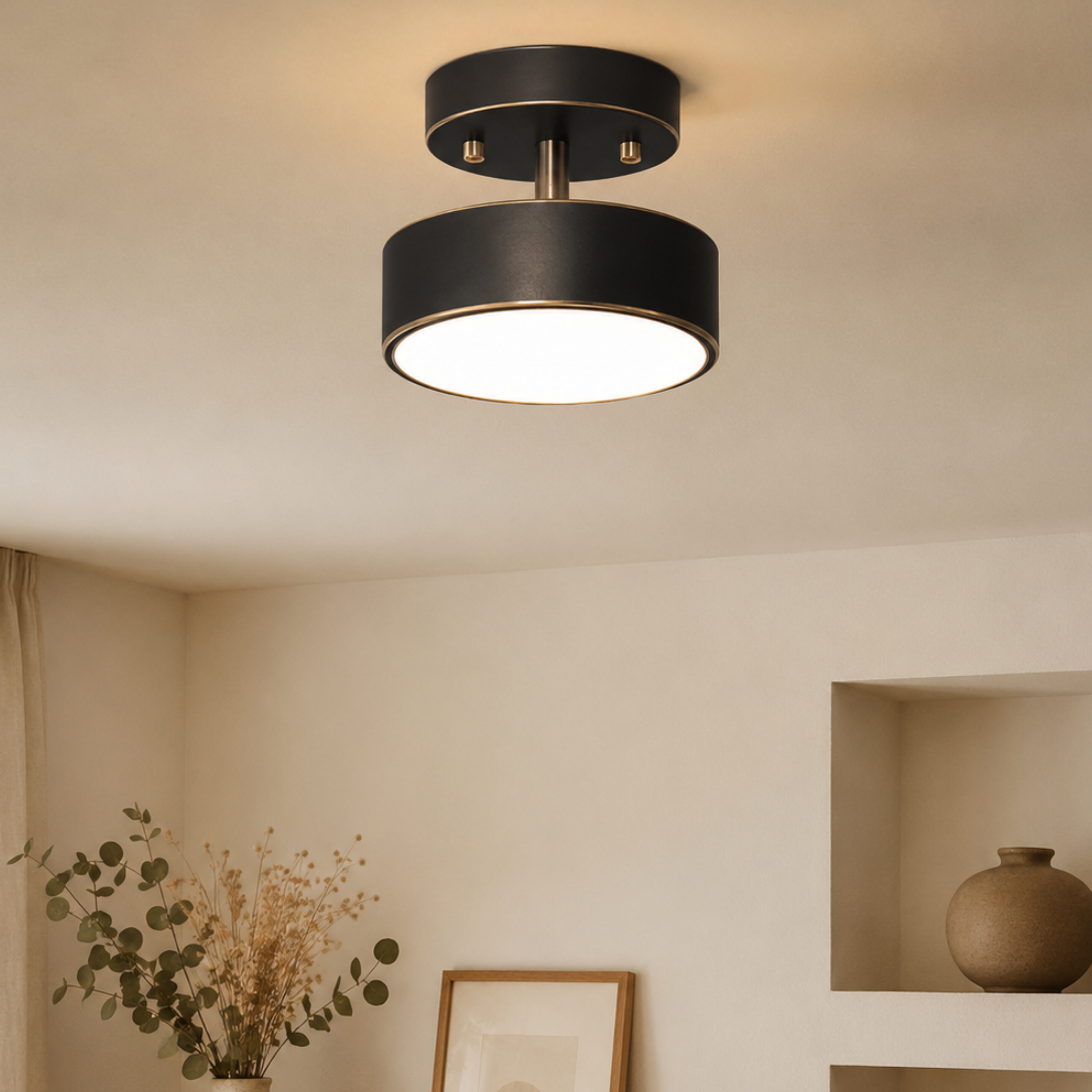 Moderne Nordische Runde Kupfer LED Deckenleuchte