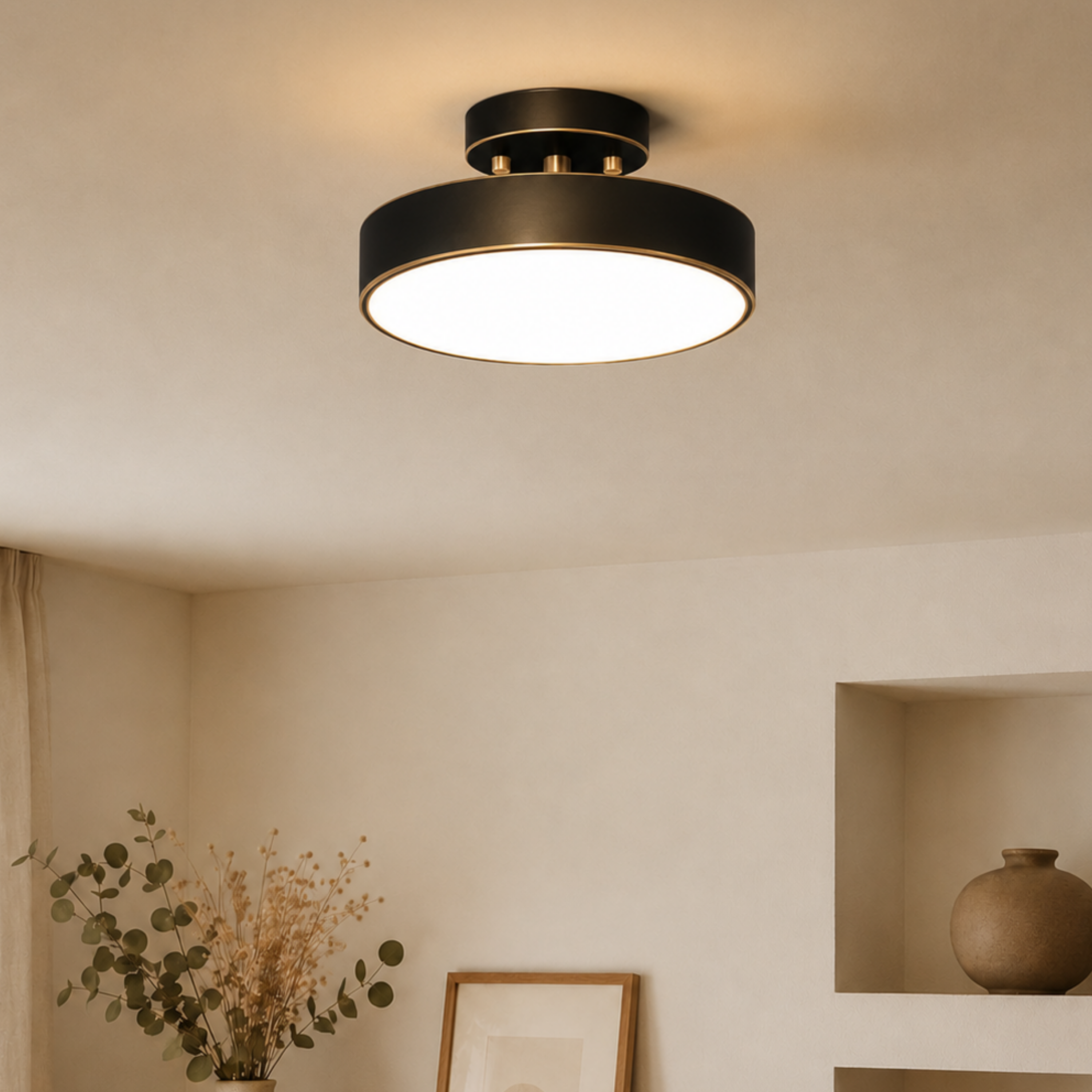 Moderne Nordische Runde Kupfer LED Deckenleuchte