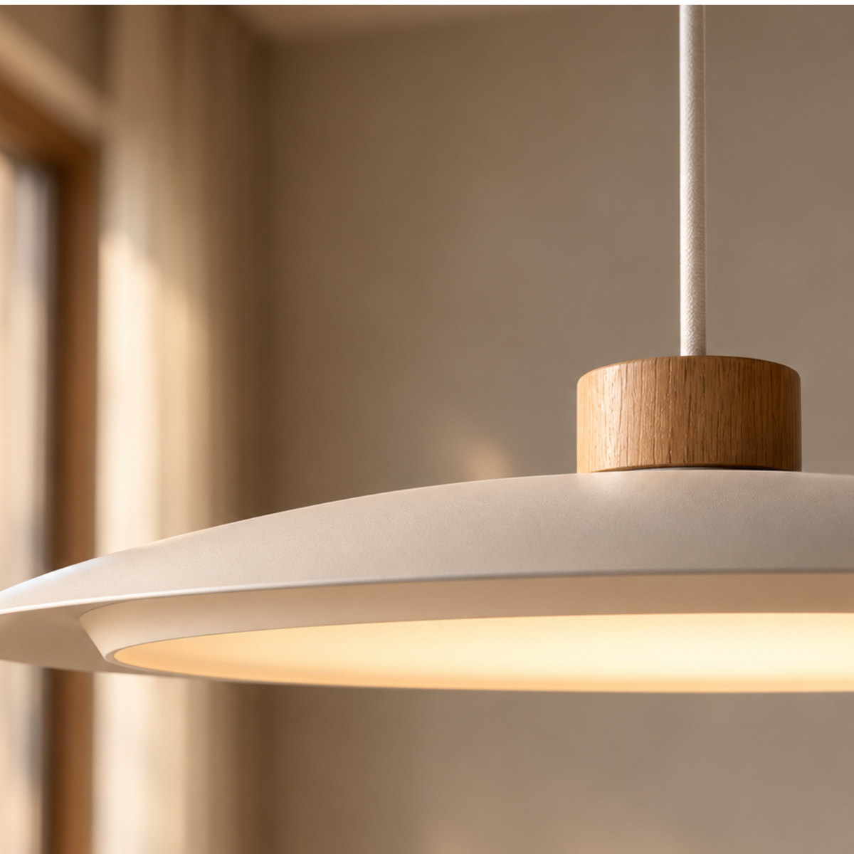 Moderne Runde Dimmbare LED-Holzpendelleuchte