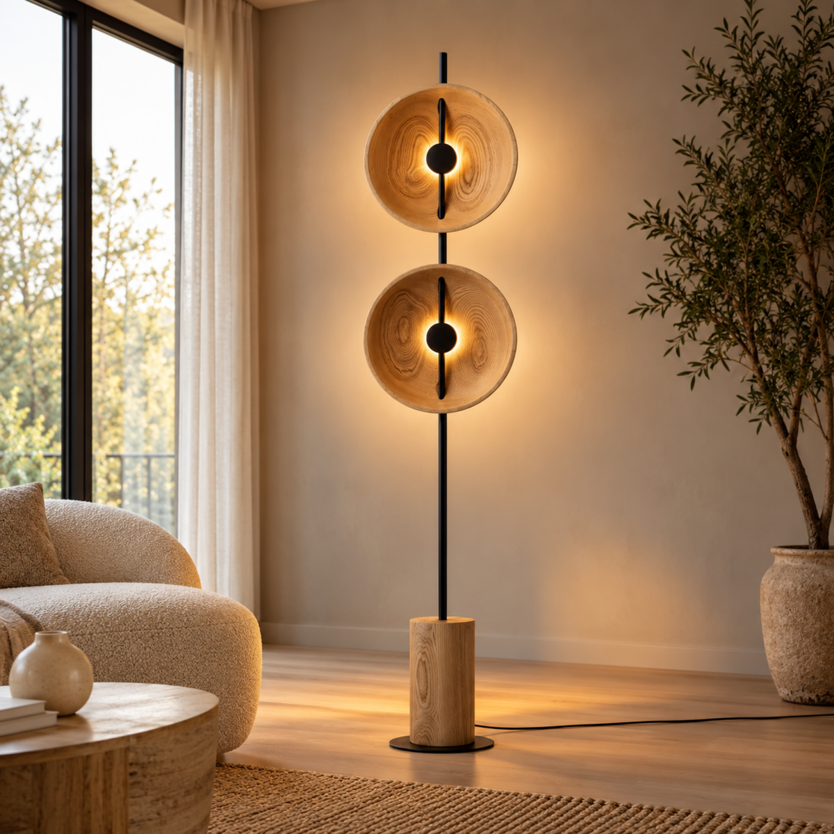 Moderne Künstlerische Doppelkreis Stehlampe