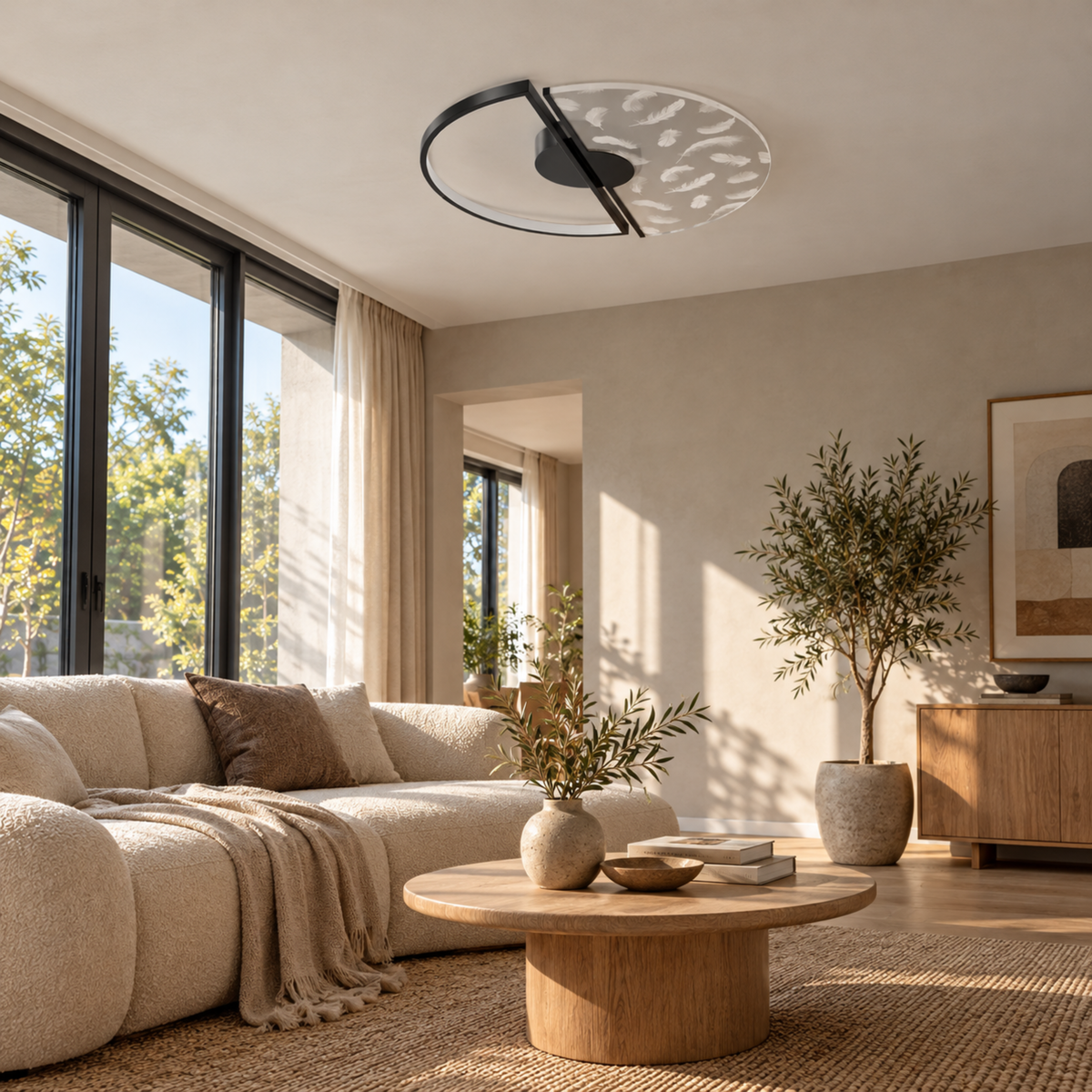 Stilvolle LED-Deckenleuchte mit Federdesign