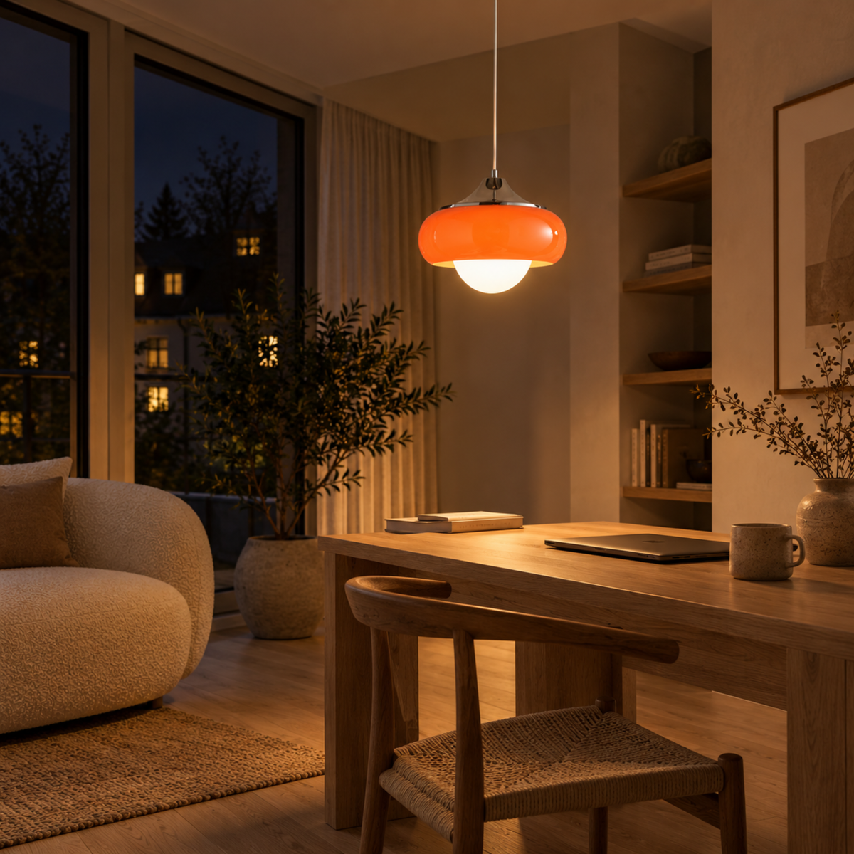 Nordische Retro Glaspendelleuchte im Bauhaus Stil