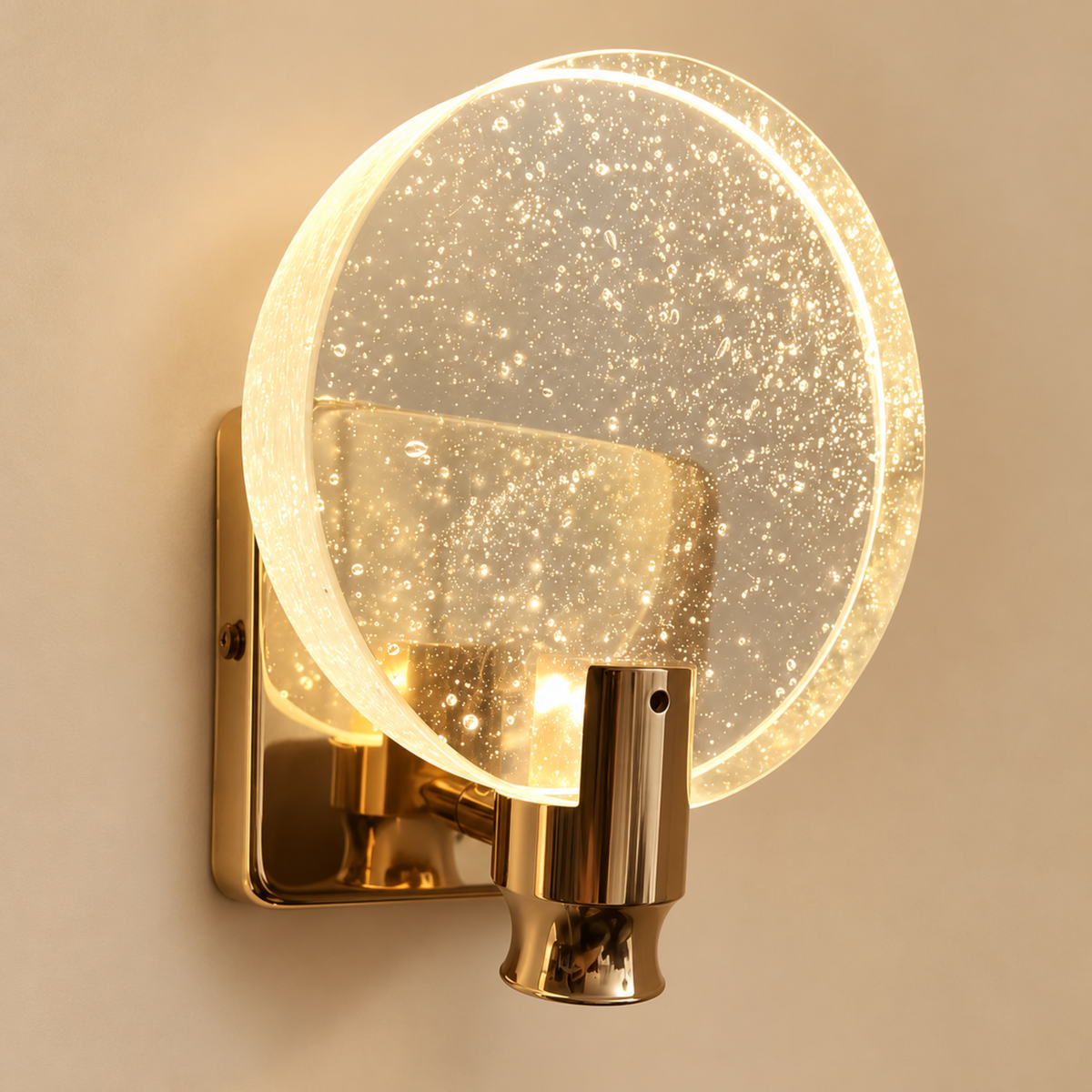 Goldene Kristall Glas Edelstahl LED Wandleuchte