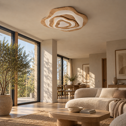Skandinavische Massivholz LED Deckenleuchte