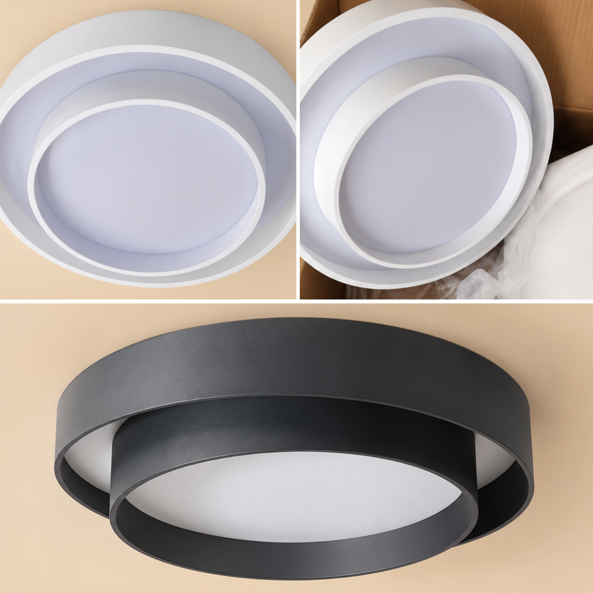 Asymmetrische LED Deckenleuchte mit Ringdesign