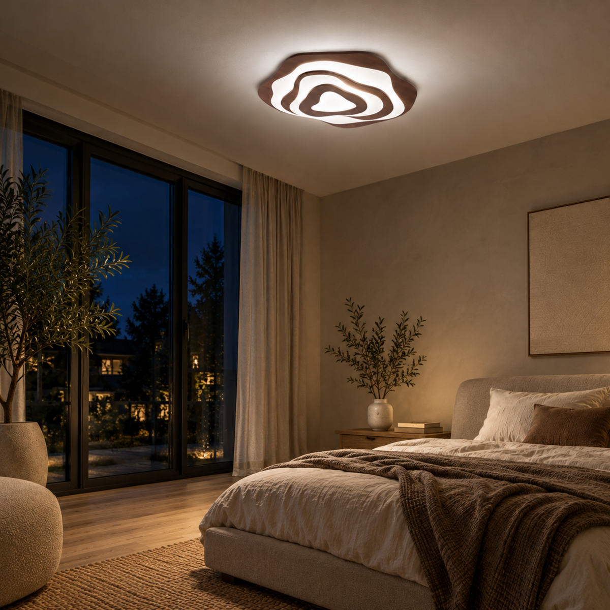 Skandinavische Massivholz LED Deckenleuchte